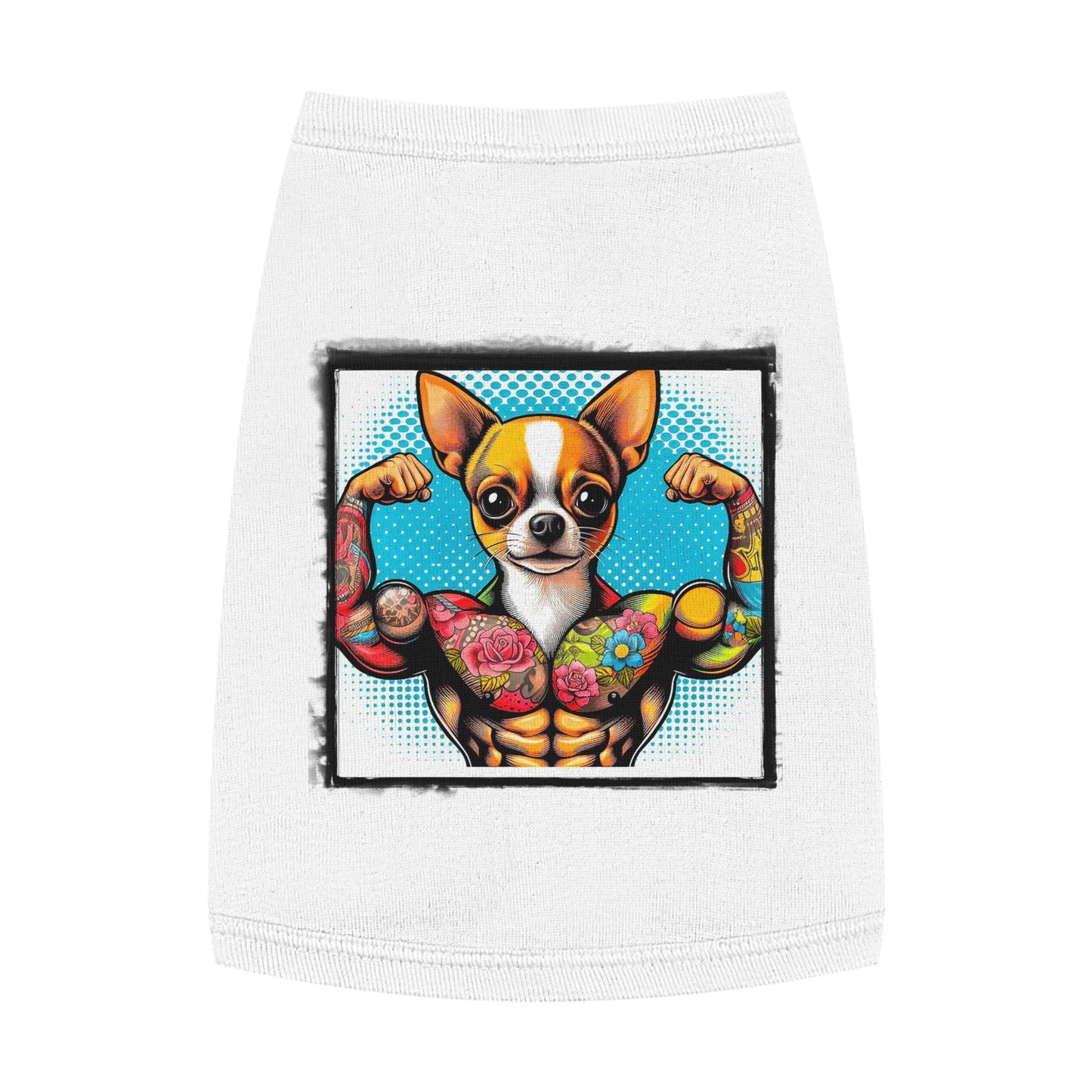 Pet Tank Top Chihuahua flexing t shirt Pets Printify