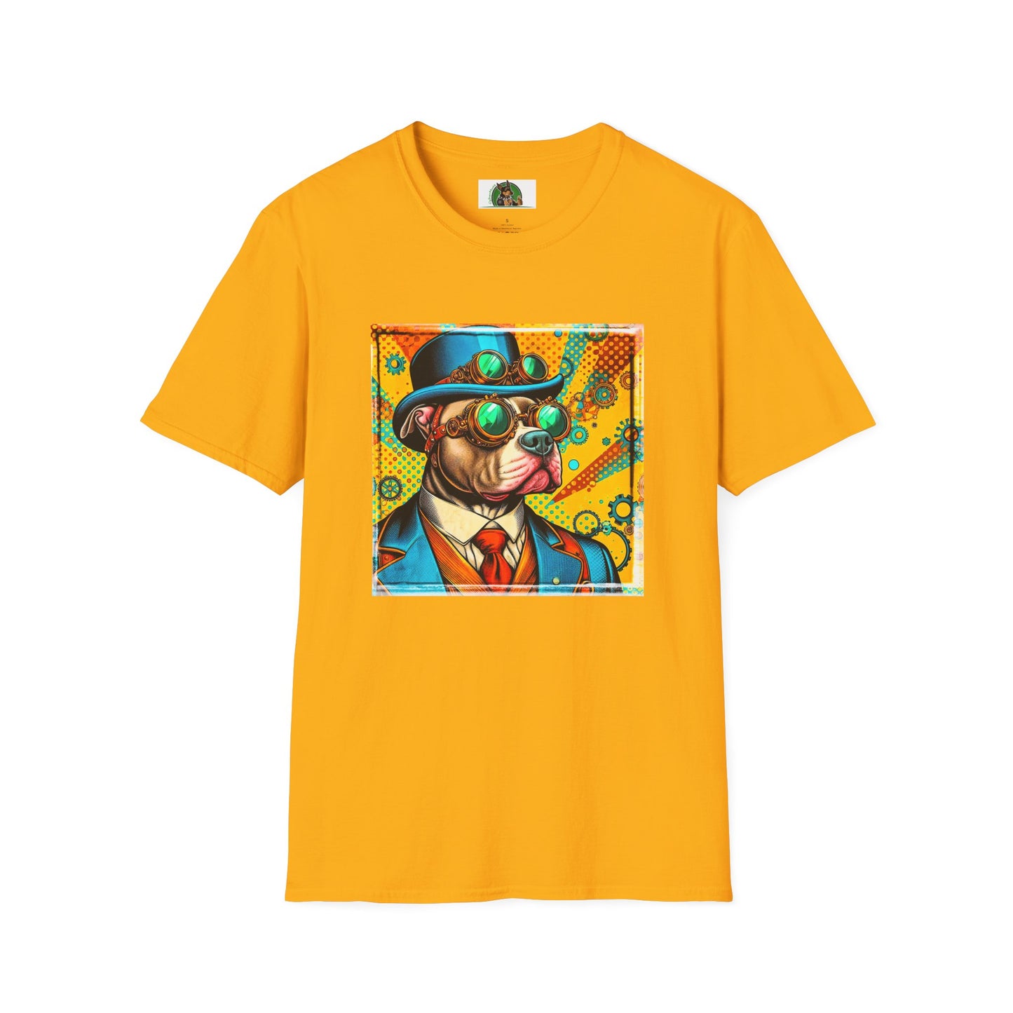 Pit Bull steam punk shirt T-Shirt Printify S Gold