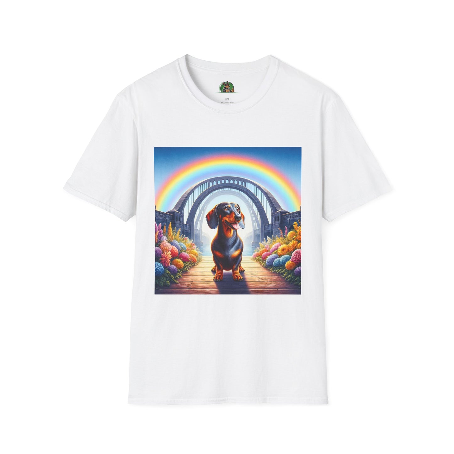 Dachshund rainbow bridge t shirt T-Shirt Printify White S