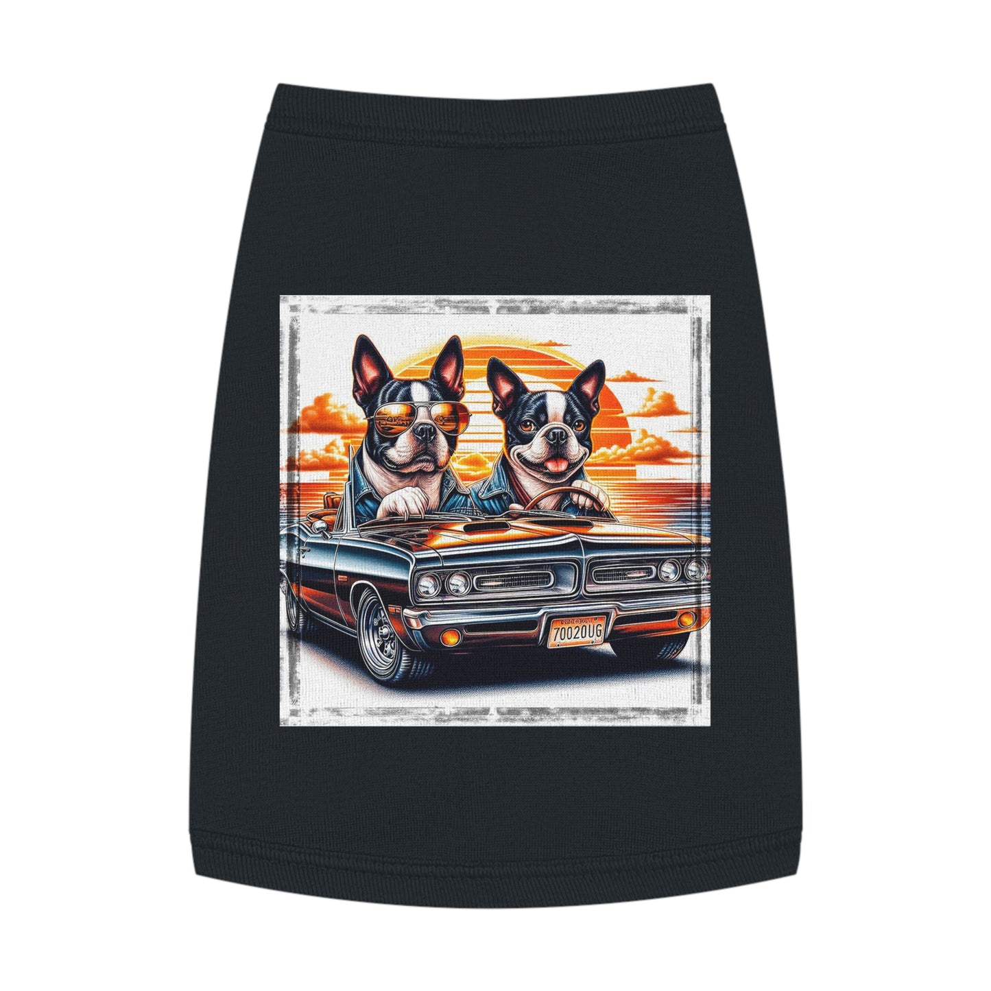 Pet Tank Top - Wacky Boston Terrier Friends Driving Design Pets Printify M Black