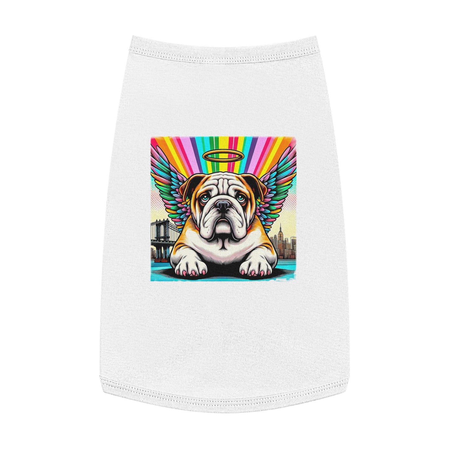 Pet Tank Top Bulldog heavenly angel t shirt Pets Printify L White