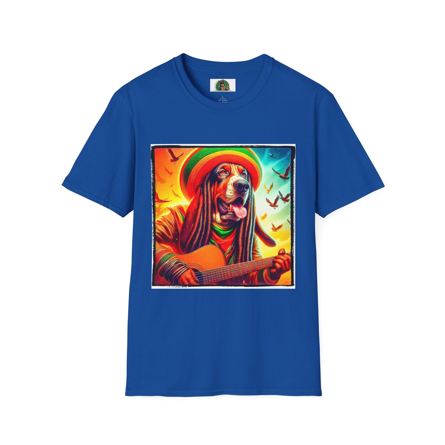 Basset Hound Playing Guitar T-Shirt Printify XS Royal