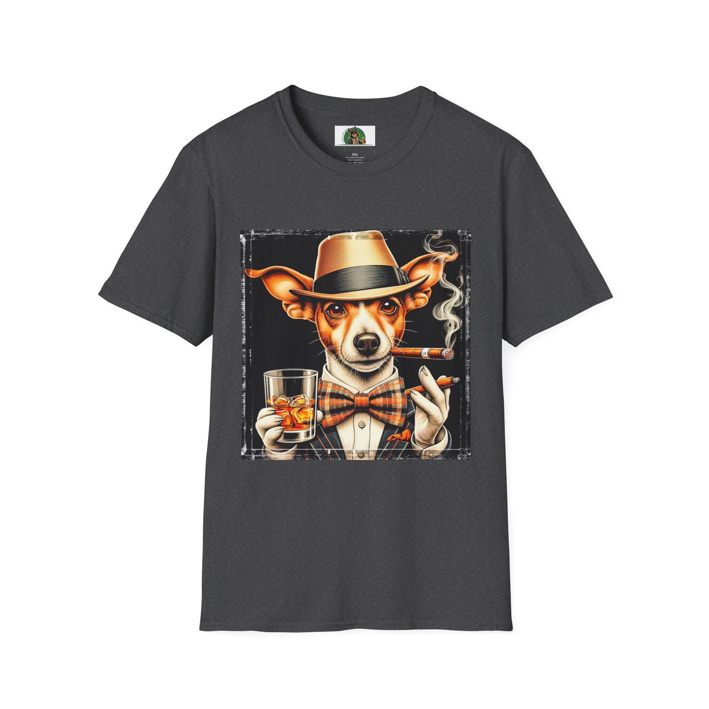Rat Terrier T-Shirt cigars and whiskey T-Shirt Printify XS Dark Heather