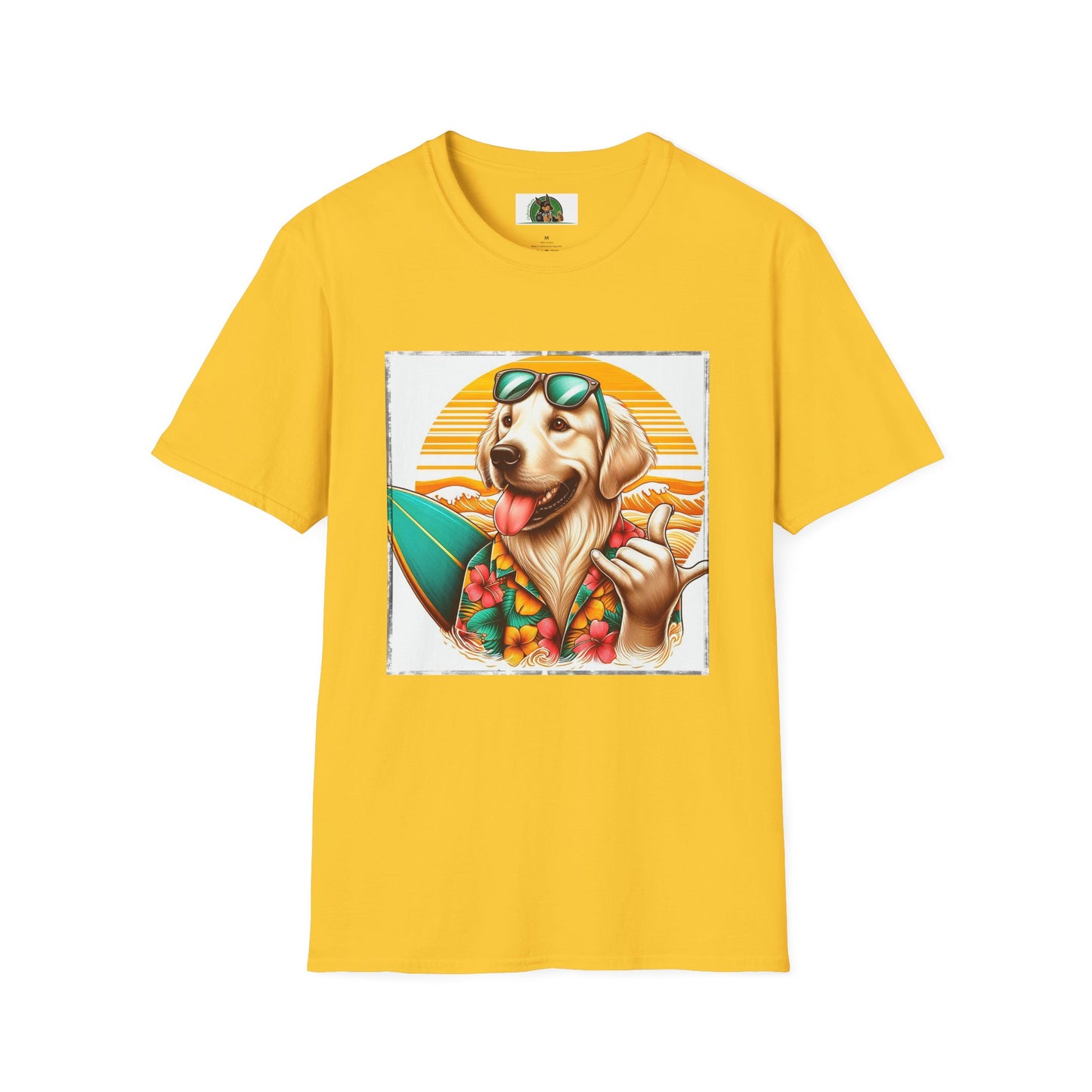 Golden Retriever surfer dog t shirt T-Shirt Printify S Daisy