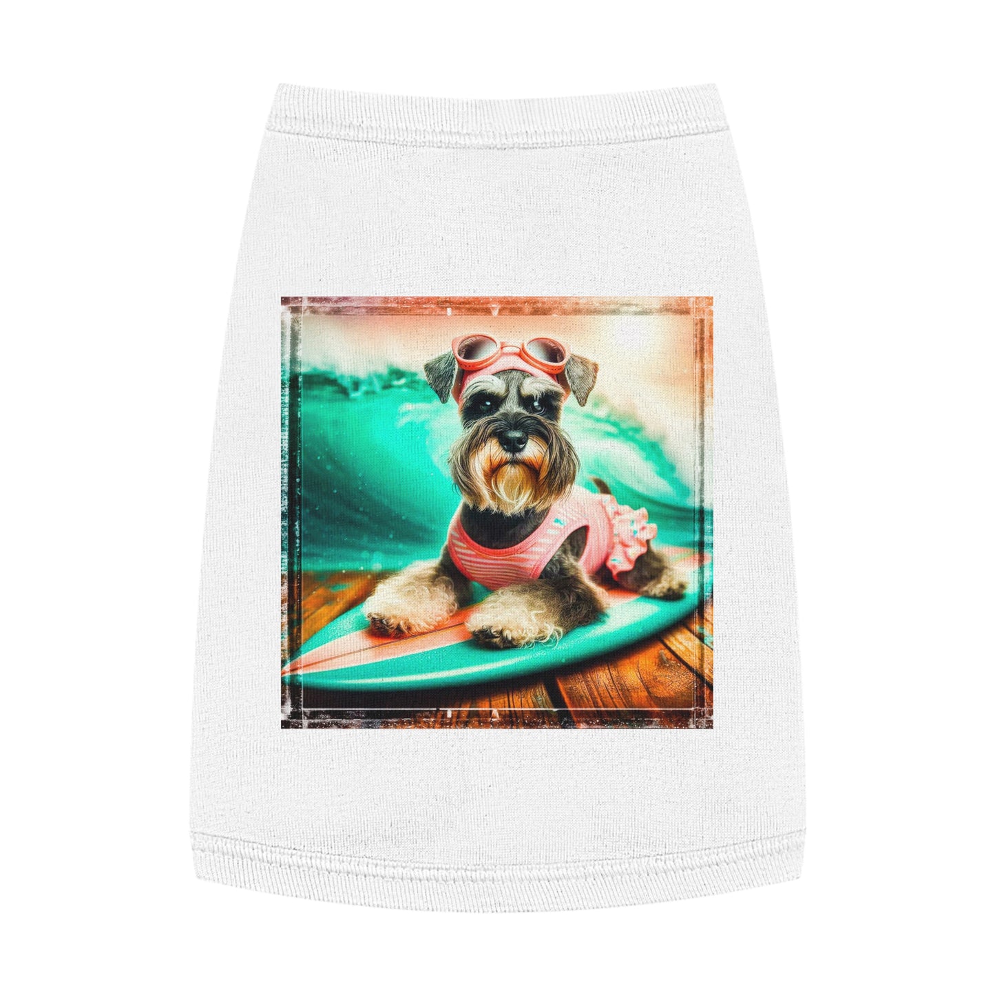 Pet Tank Top Miniature Schnauzer princess surfer Pets Printify M White