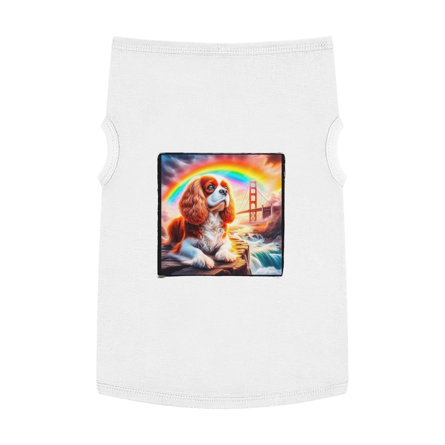 Pet Tank Top Cavalier King Charles Spaniel Rainbow bridge T Shirt Pets Printify XL White