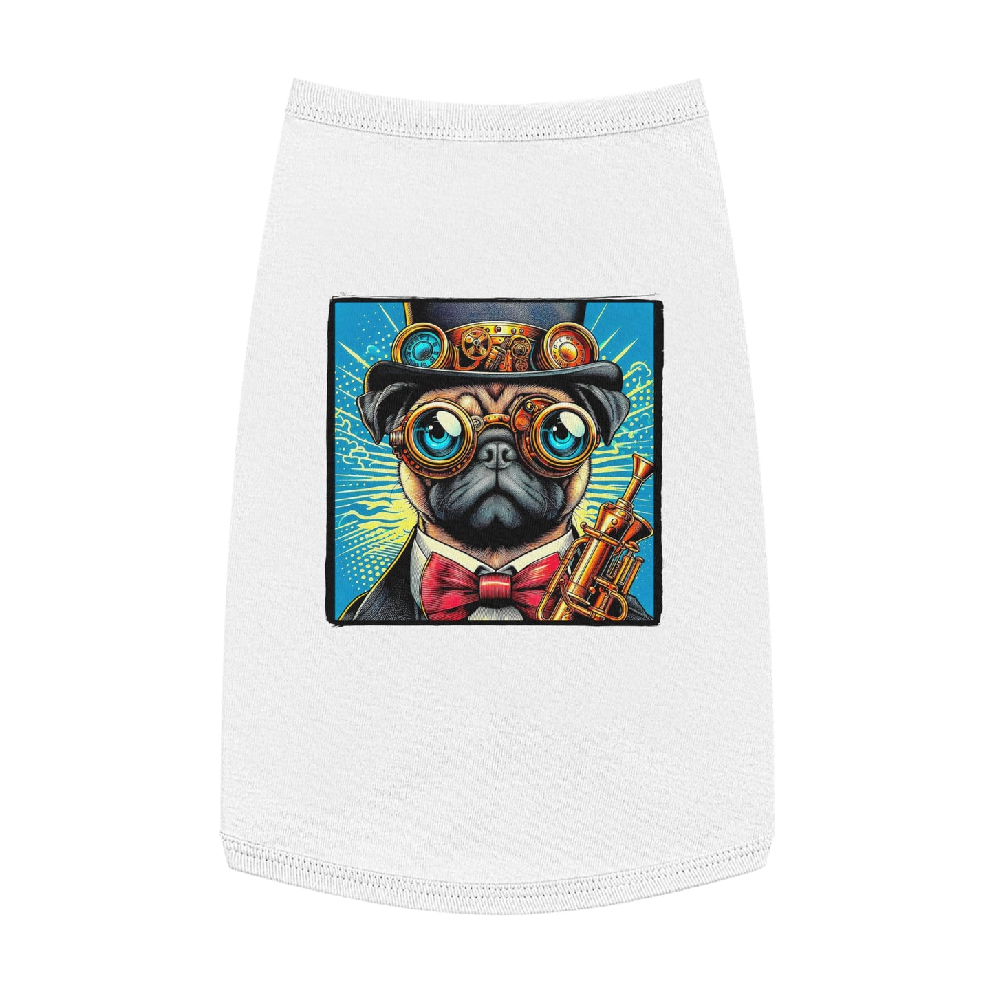 Pet Tank Top Pug steam punk cutie Pets Printify L White
