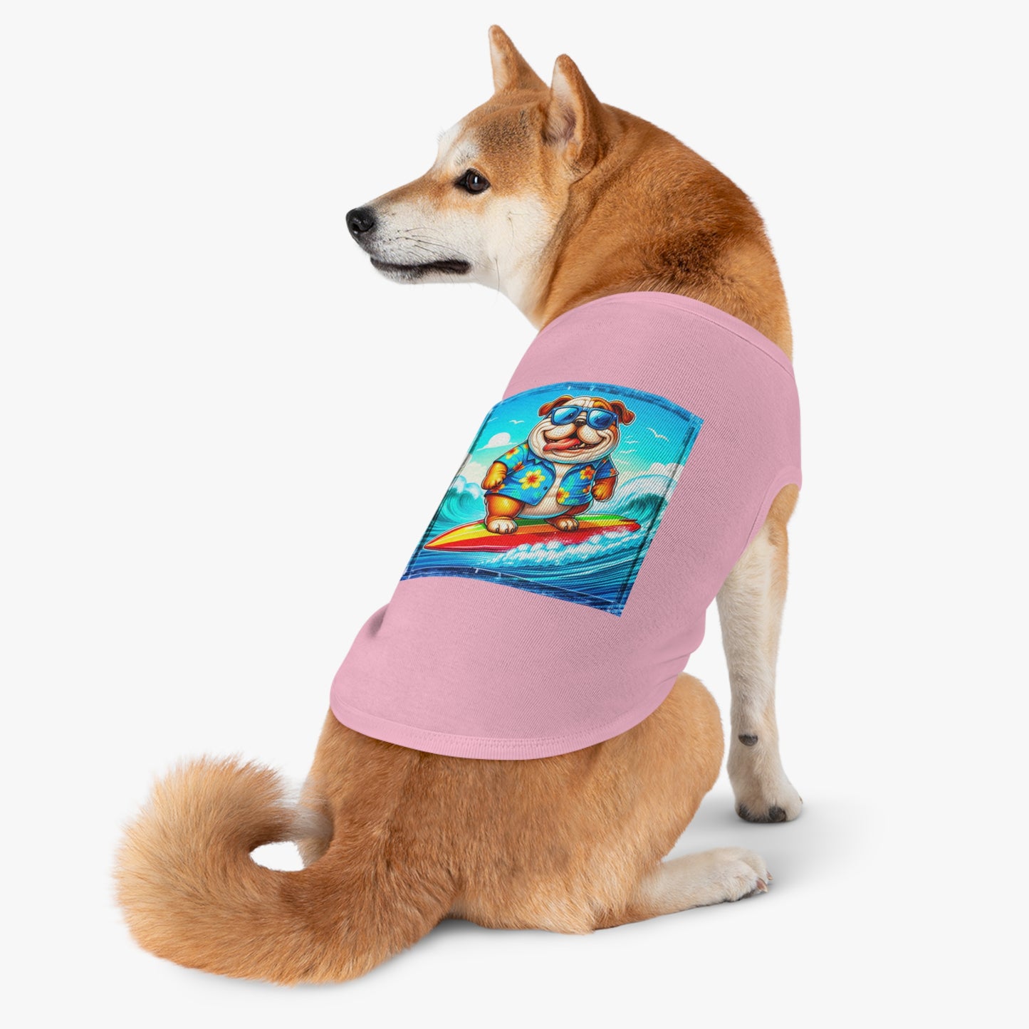 Pet Tank Top Bulldog surfing dog t shirt