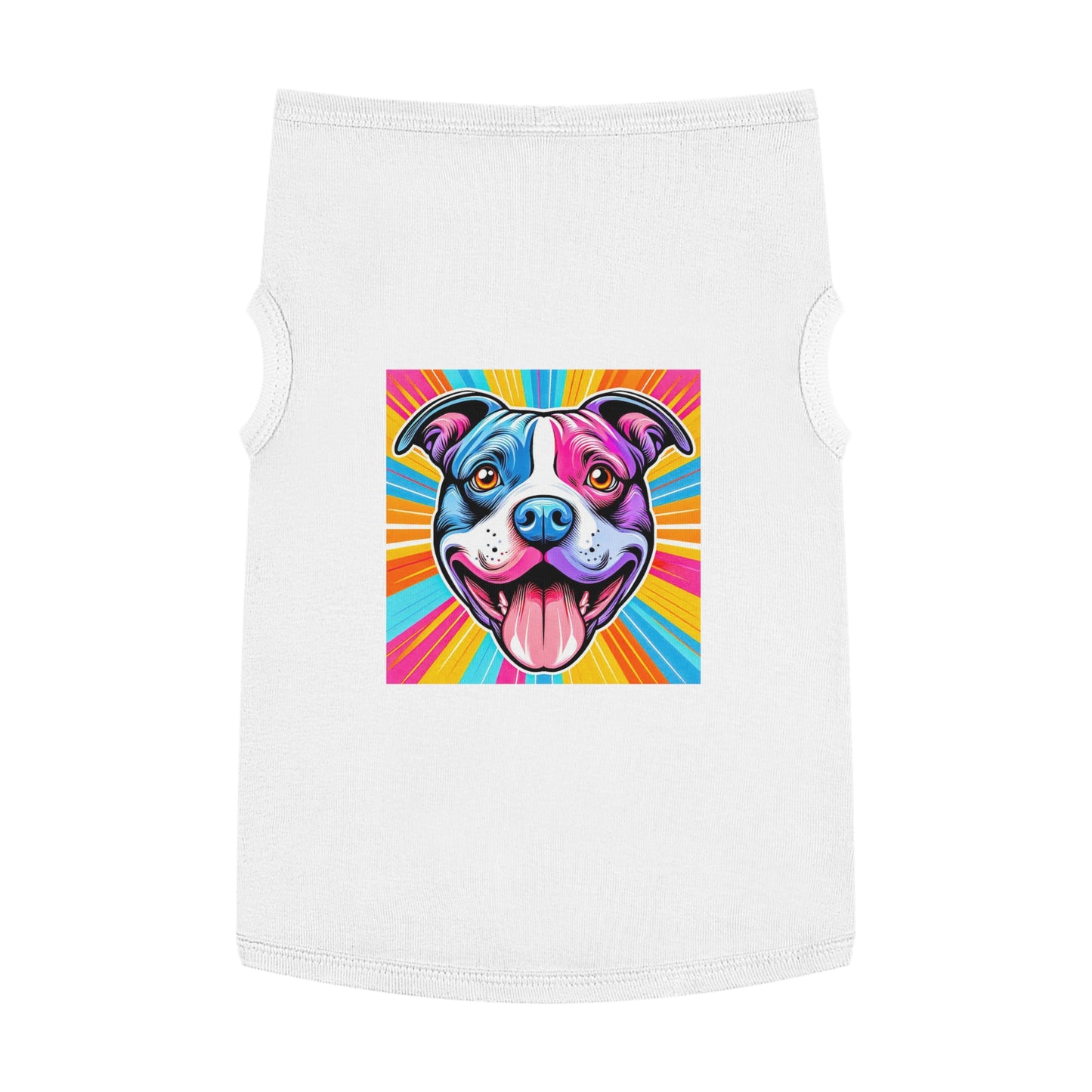 Pet Tank Top Pit Bull pink and blue shirt Pets Printify XL White