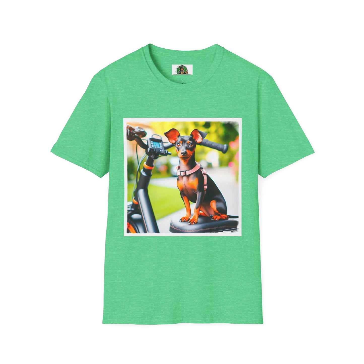 Min Pin T-Shirt bike riding T-Shirt Printify S Heather Irish Green