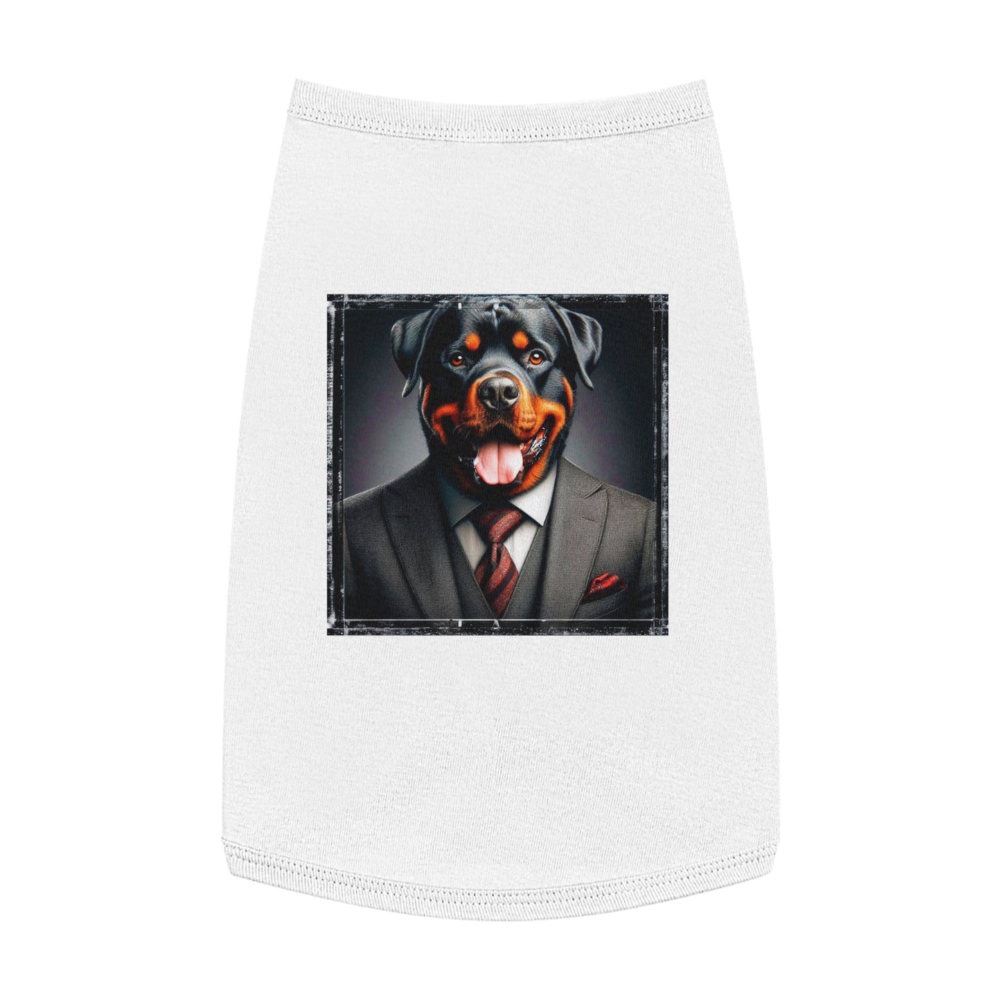 Pet Tank Top Rottie business man Pets Printify L White