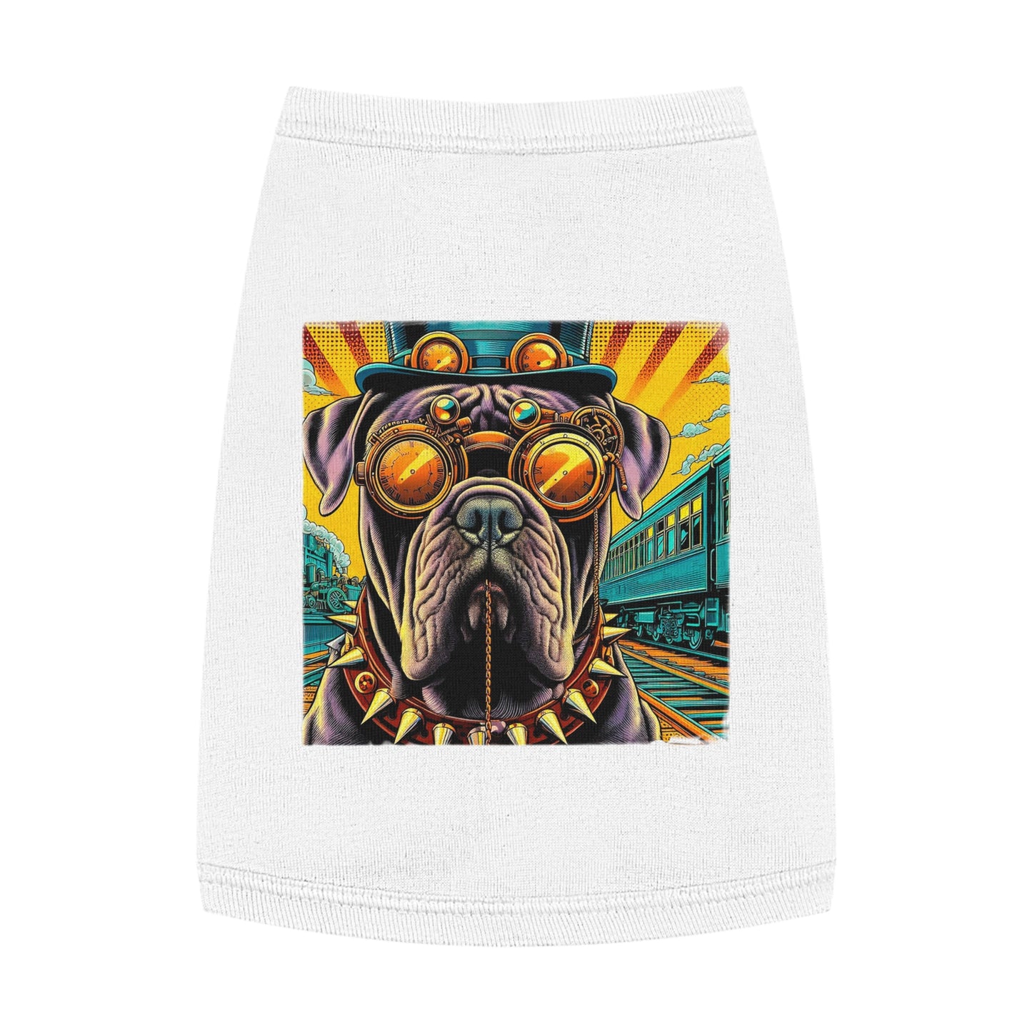 Pet Tank Top Cane Corso Spiked Collar Steampunk Dog Pets Printify M White