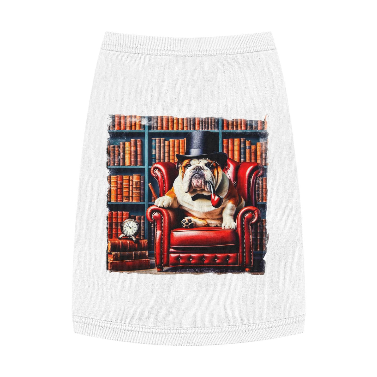 Pet Tank Top Bulldog pipe smoking t shirt Pets Printify