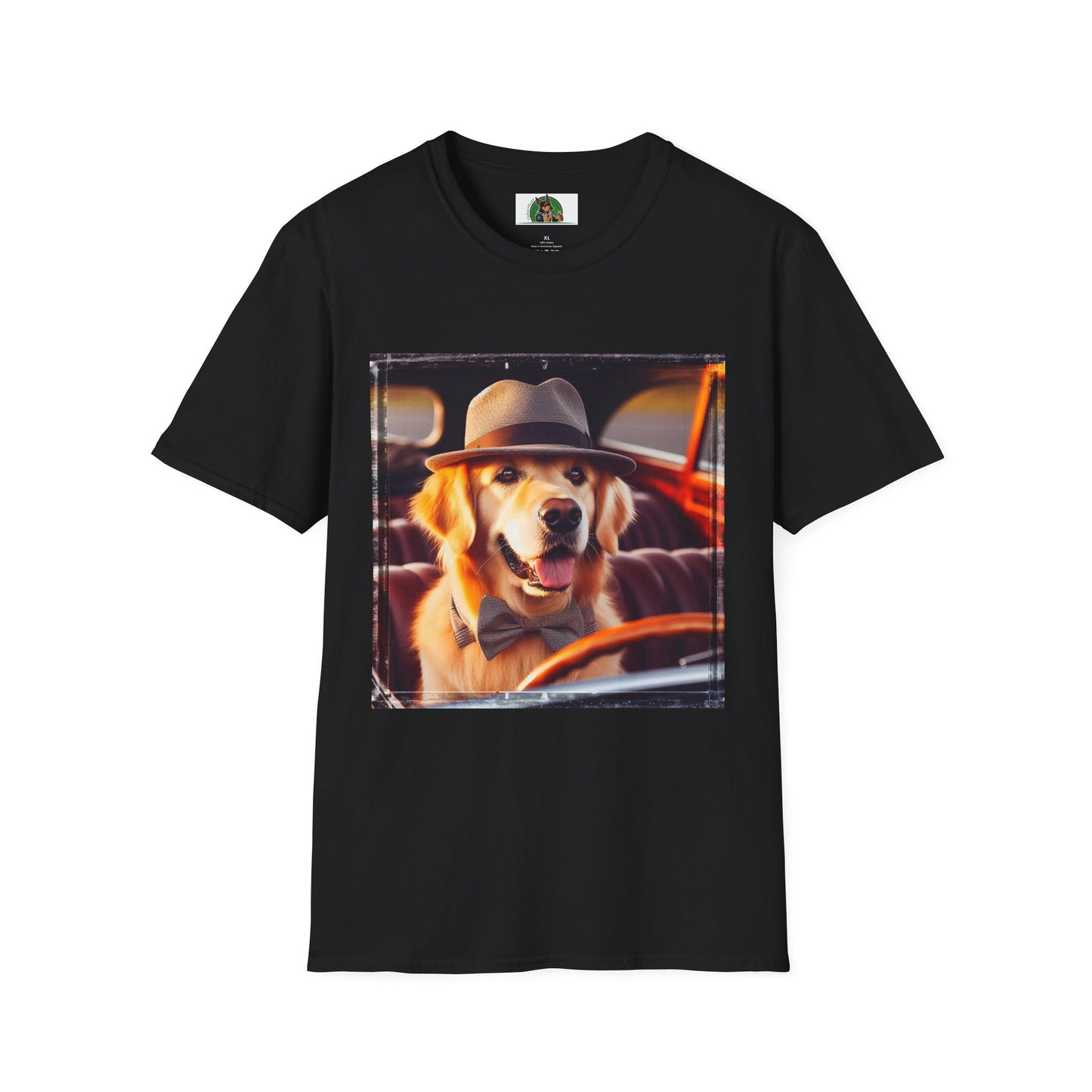 Golden Retriever driving fun shirt T-Shirt Printify XS Black