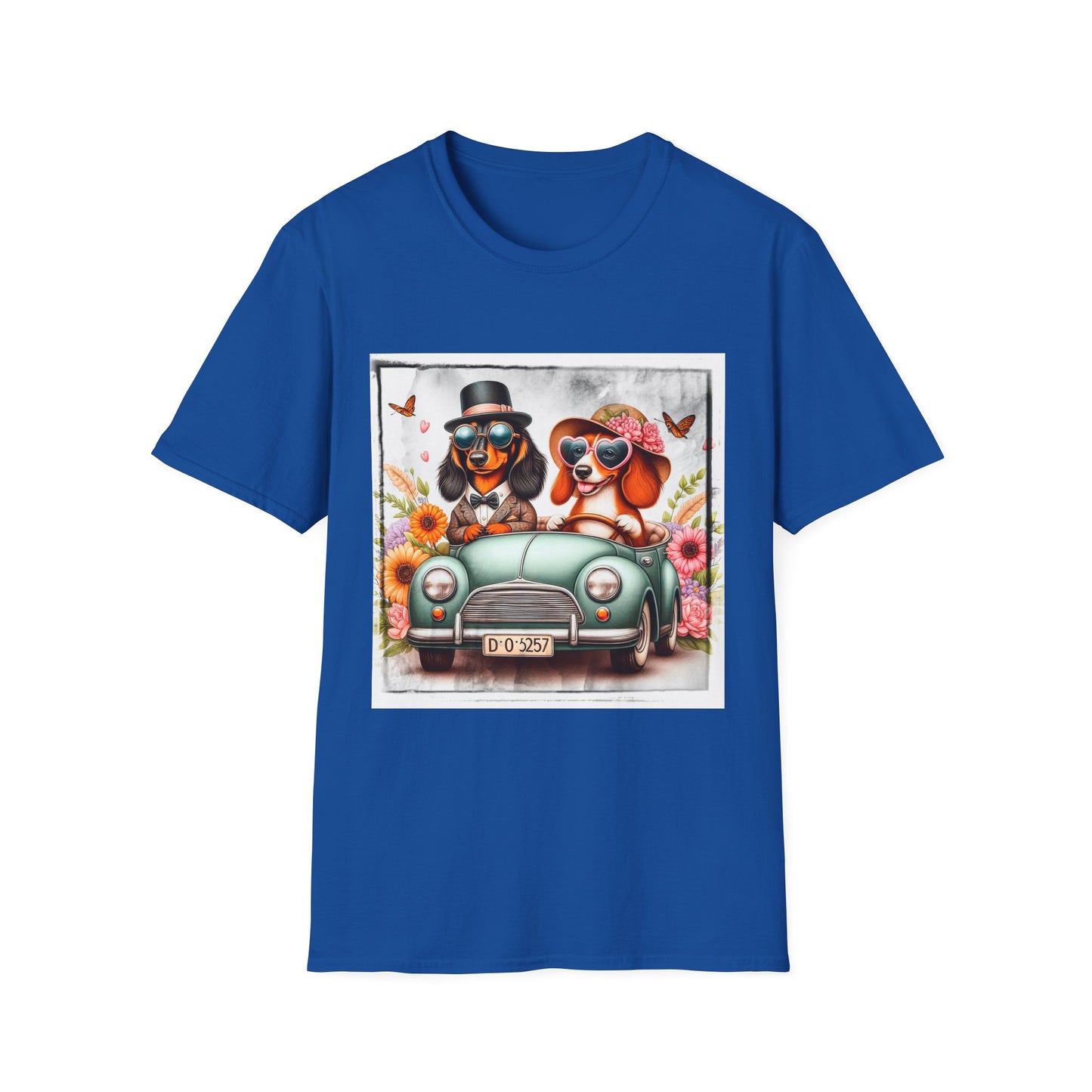 Wacky Dachshund car driving t shirt T-Shirt Printify XS Royal