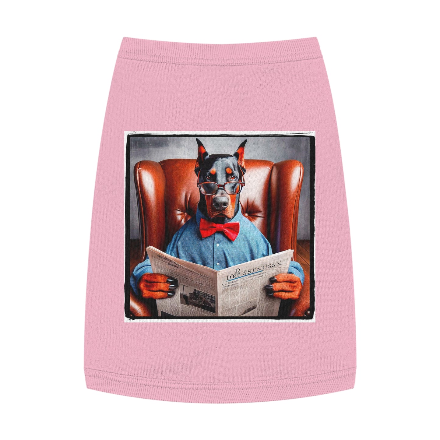 Pet Tank Top Doberman paper reading Pets Printify M Pink