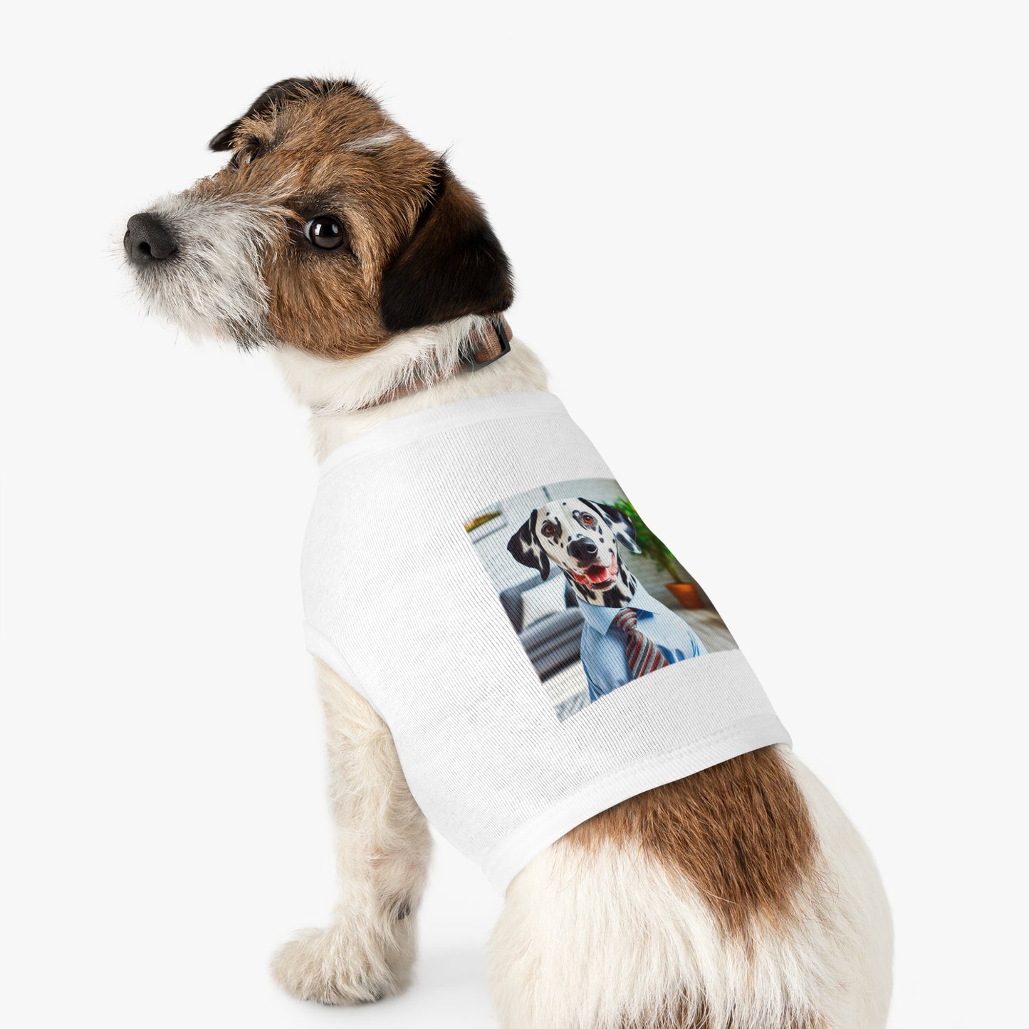 Pet Tank Top Dalmatian happy businessman t shirt Pets Printify