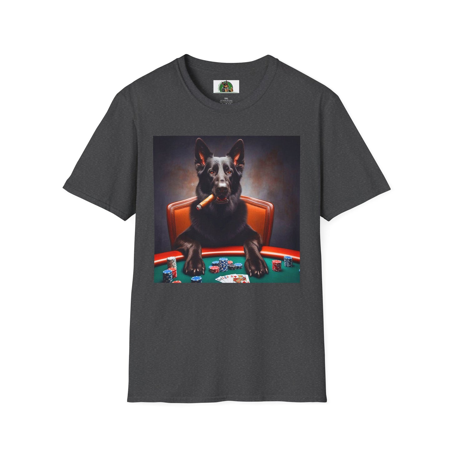 German Shepherd poker shirt T-Shirt Printify Dark Heather S
