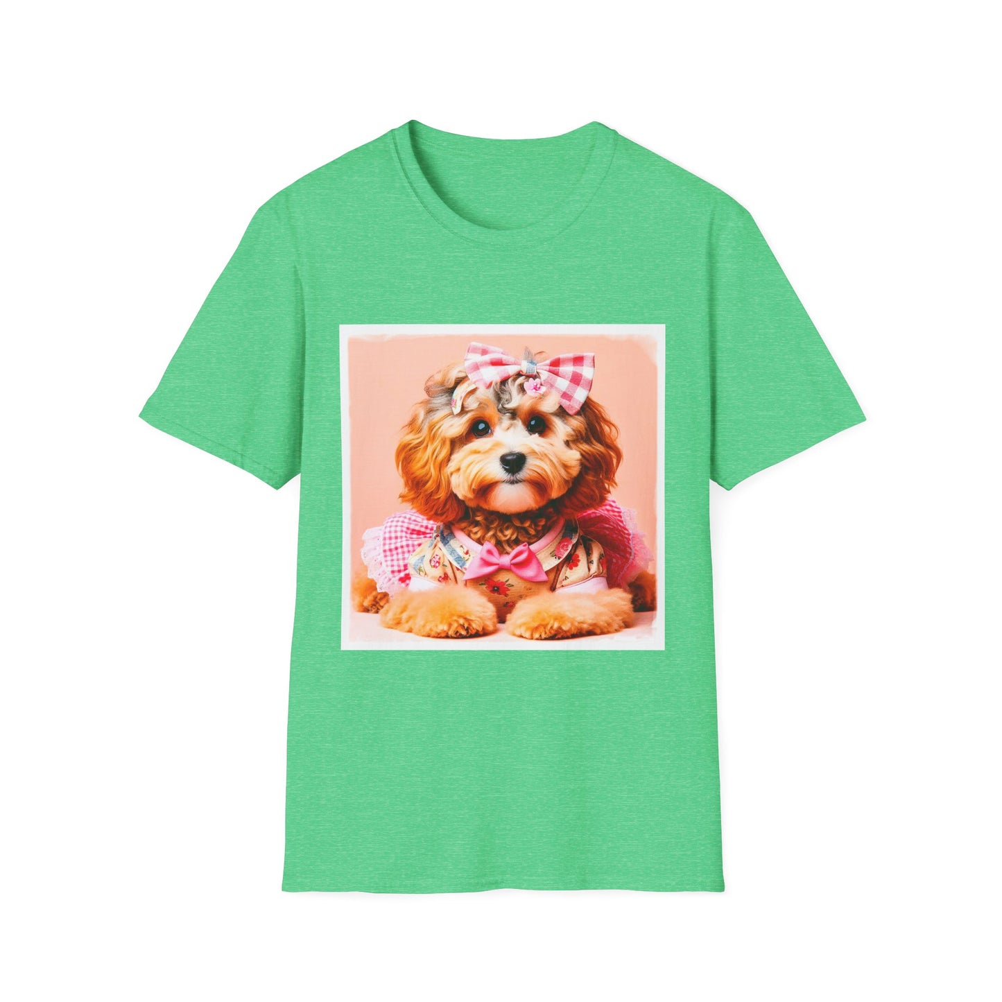 CockerPoo pretty pink bow t shirt T-Shirt Printify S Heather Irish Green