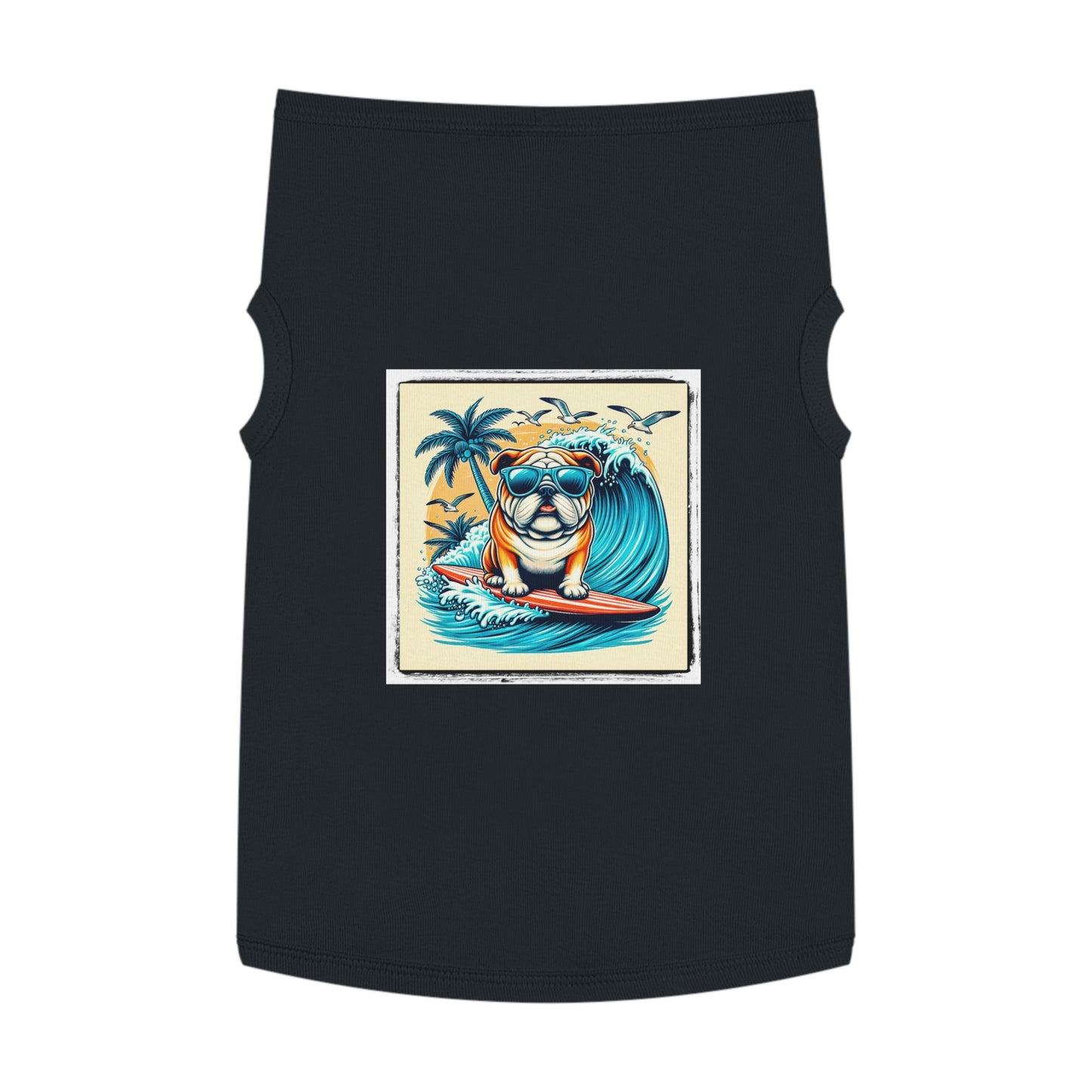 Pet Tank Top Bulldog Hawaiian surf t shirt Pets Printify