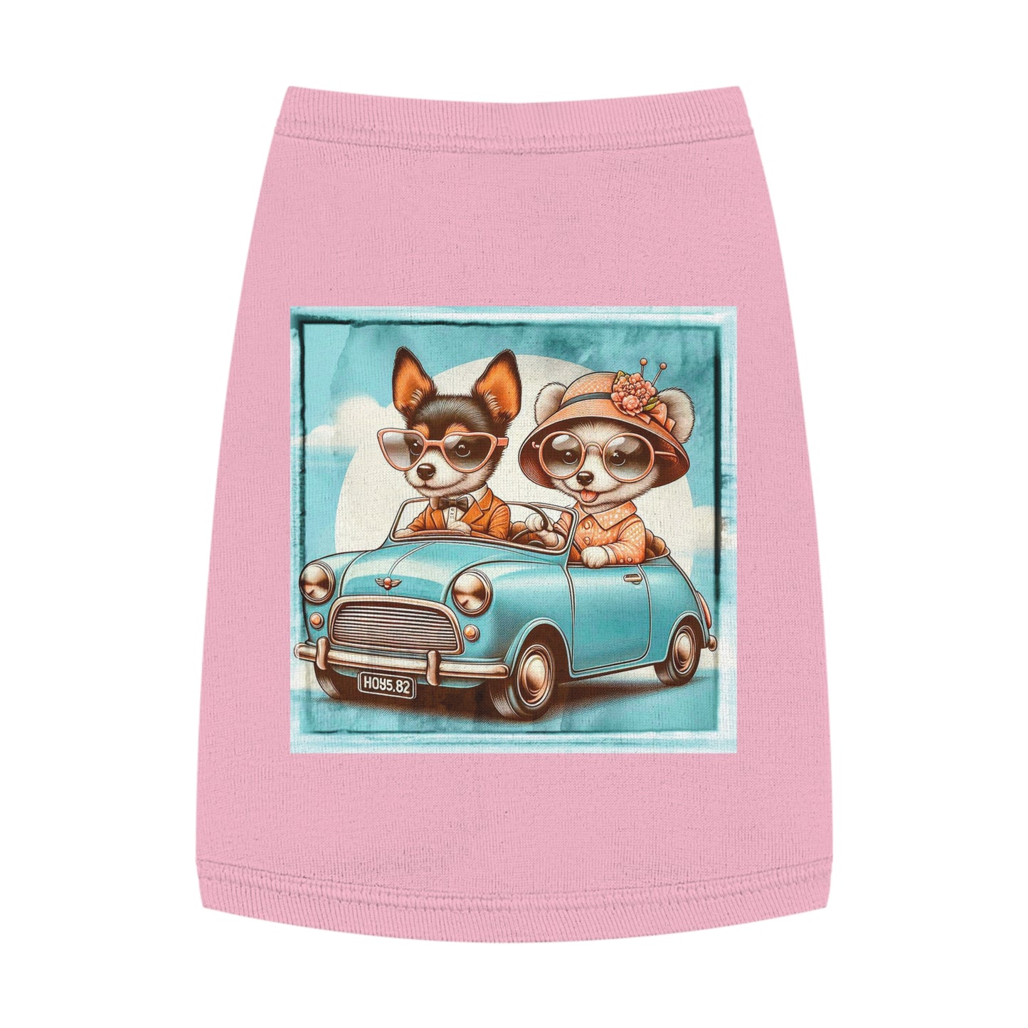 Wacky Pet Tank Top Rat Terrier couple driving Pets Printify M Pink