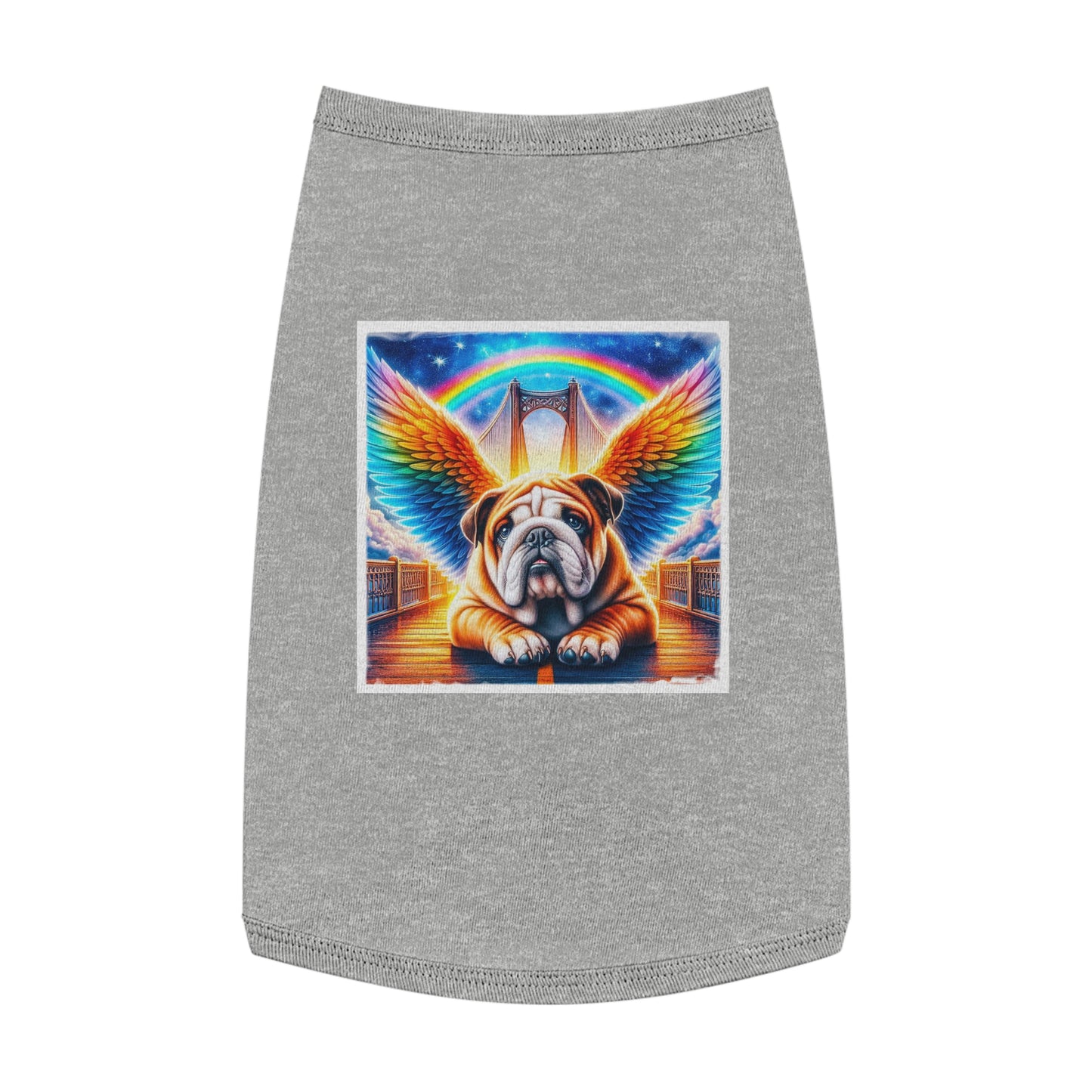 Pet Tank Top Bulldog rainbow bridge t shirt Pets Printify L Heather