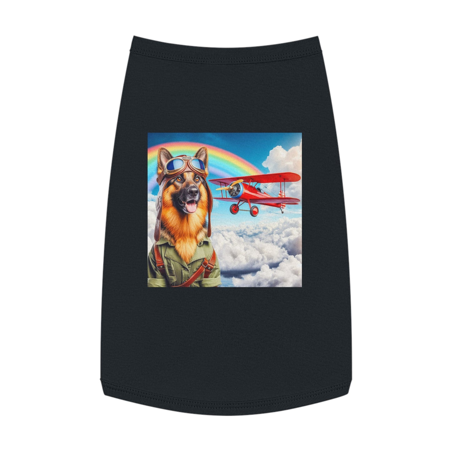 German Shepherd airplane pilot shirt Pets Printify L Black