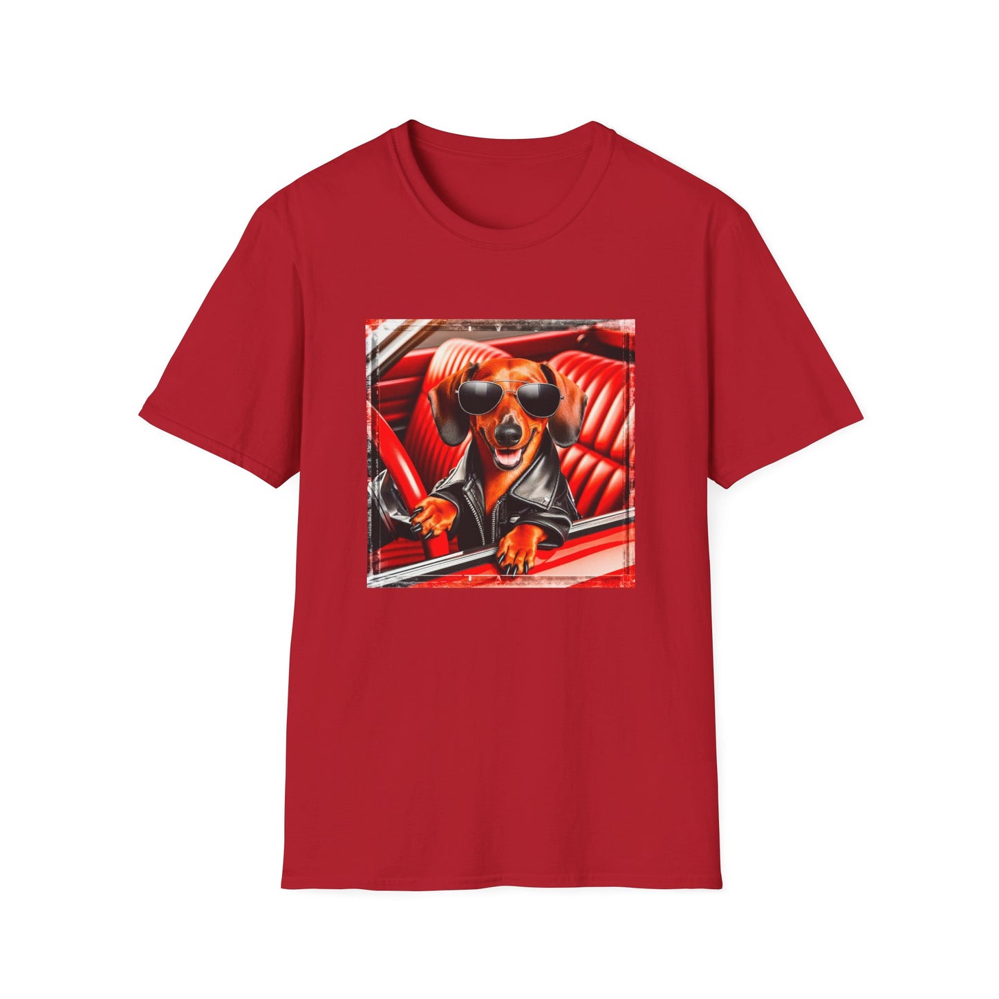 Wacky Dachshund grease lightning t shirt T-Shirt Printify S Cherry Red