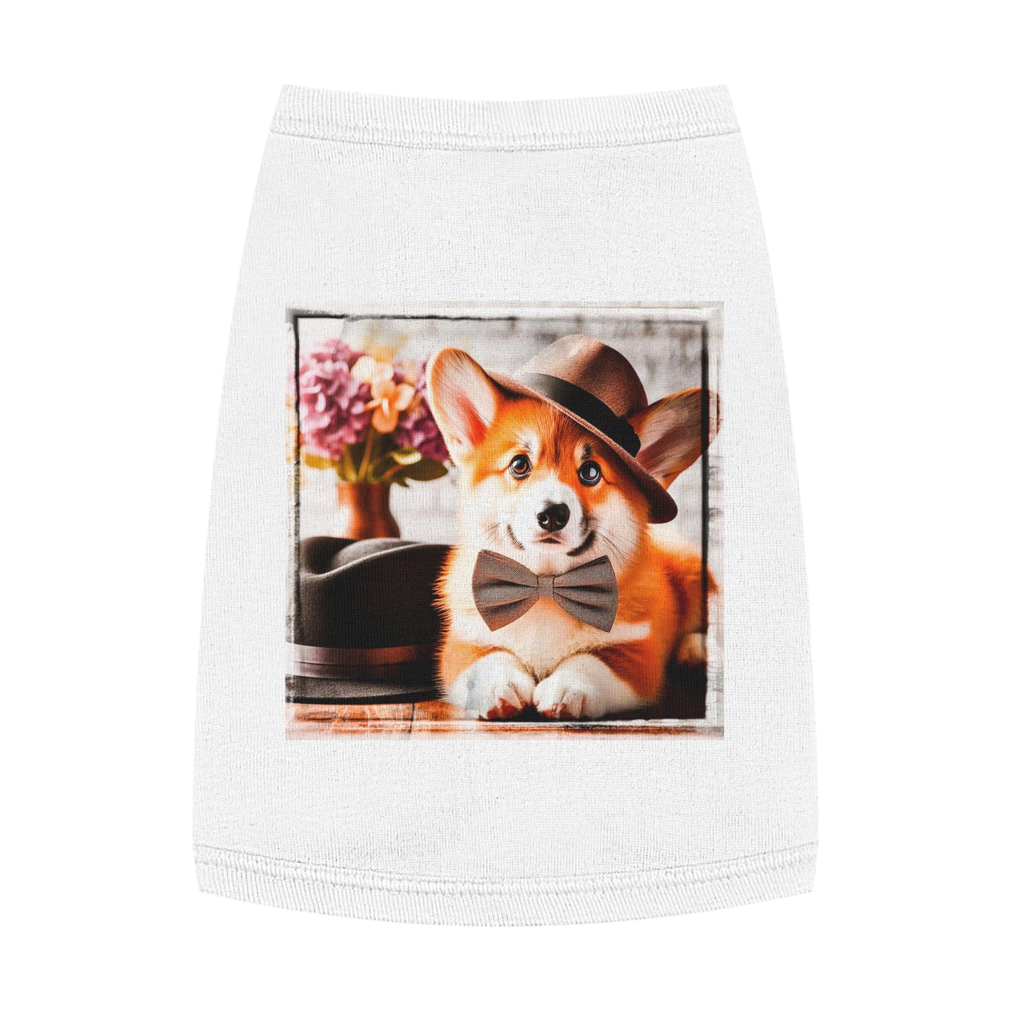 Pet Tank Top Pembroke Welsh Corgi pretty bow tie Pets Printify