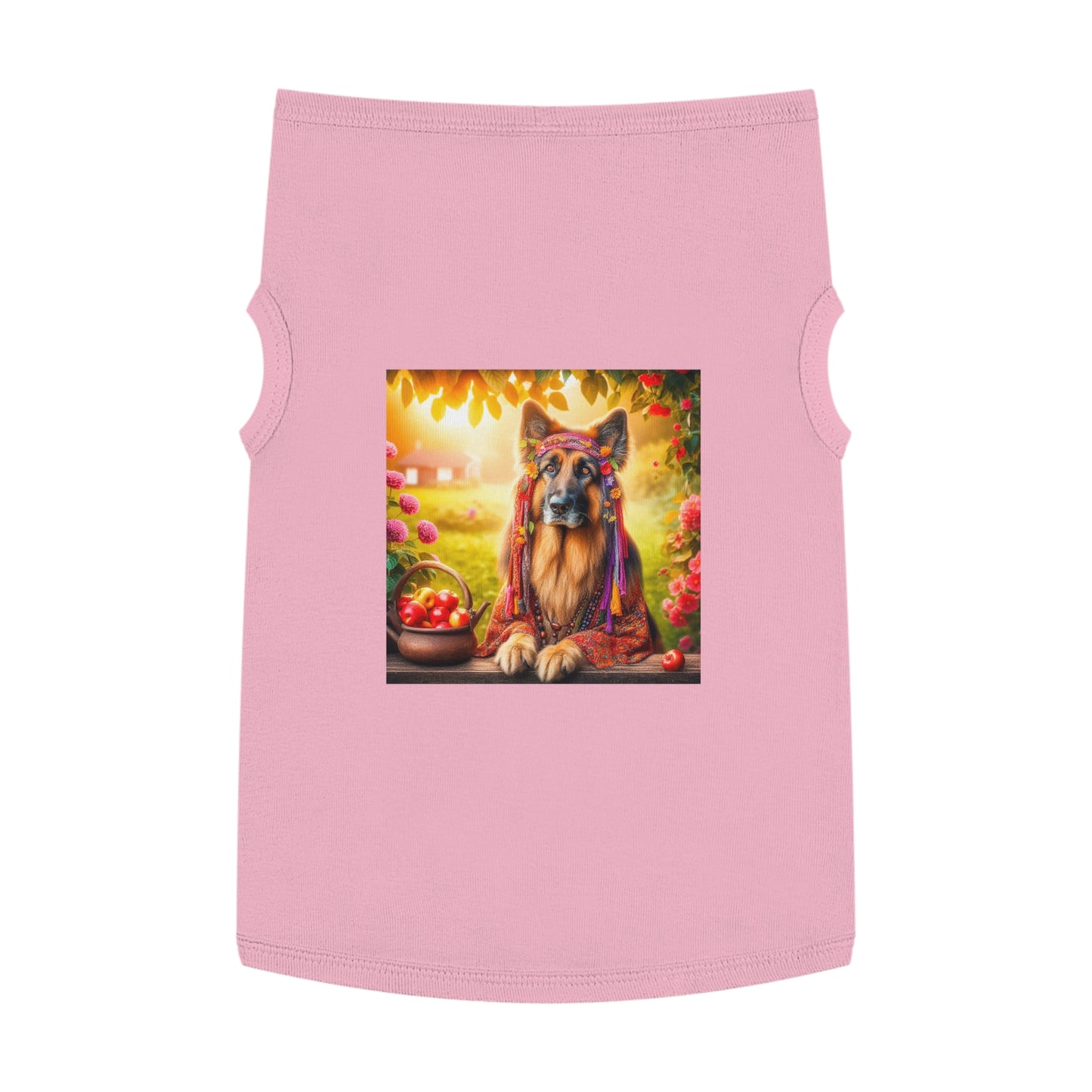 German Shepherd fun hippie Pets Printify XL Pink