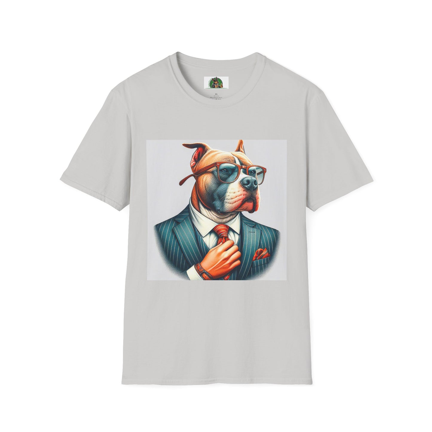 Pit Bull men in black shirt T-Shirt Printify S Ice Grey