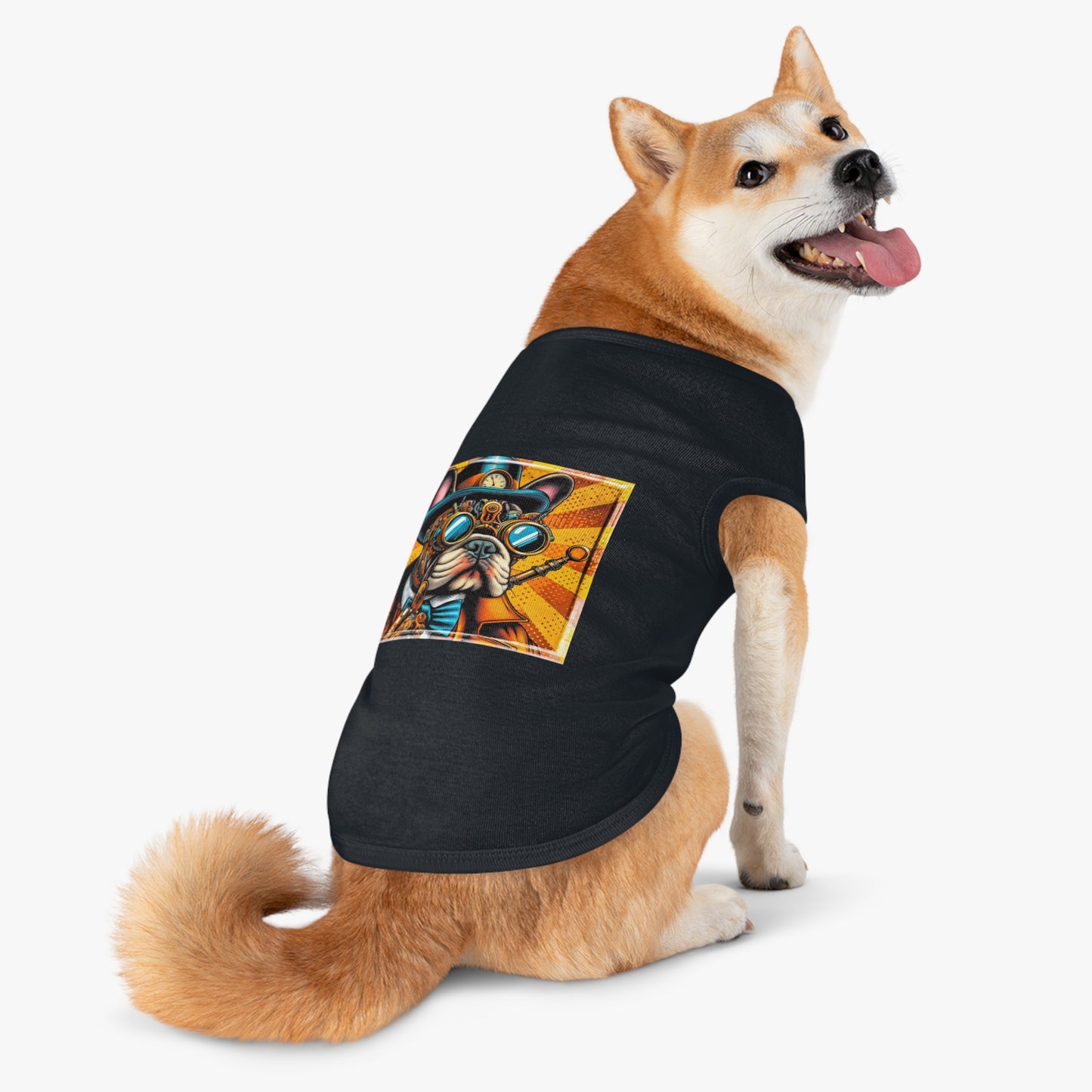 Pet Tank Top French Bulldog steampunk dude t shirt