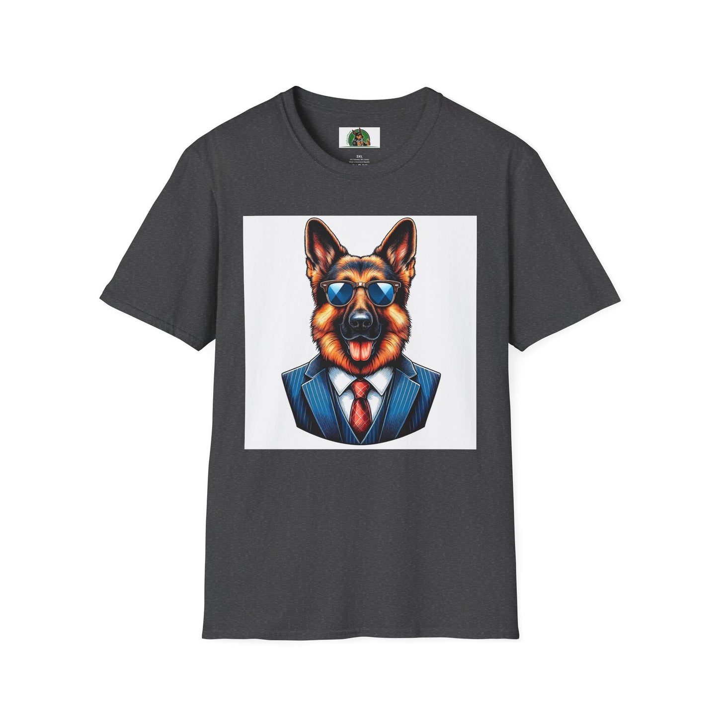 German Shepherd suit and tie T-Shirt Printify Dark Heather S