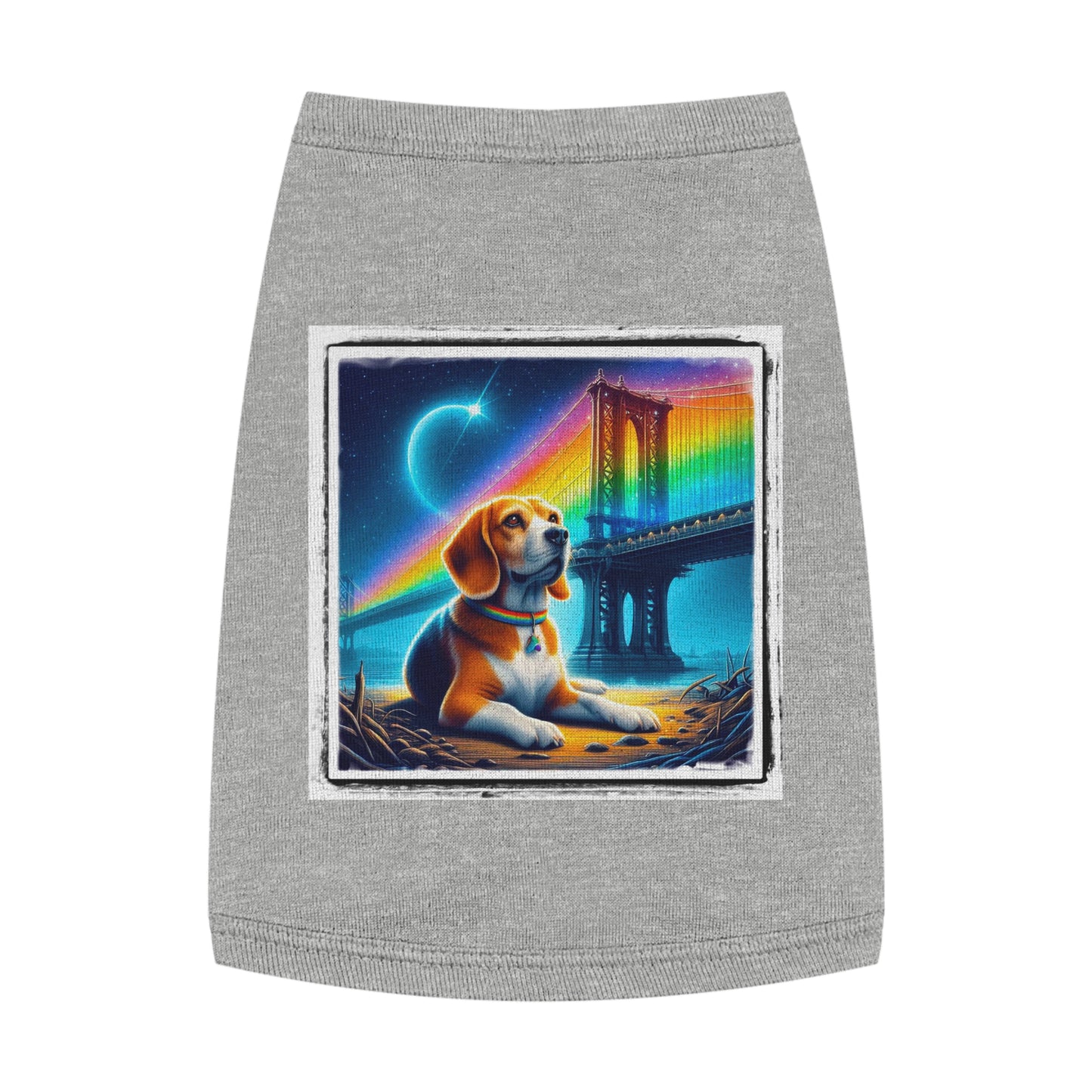 Pet Tank Top Beagle Rainbow Bridge Night Pets Printify M Heather