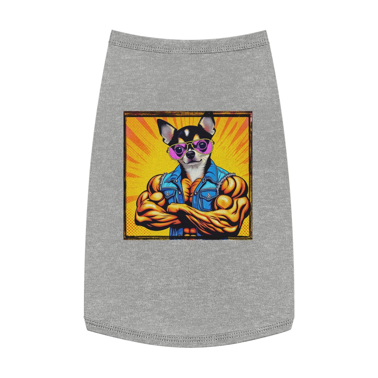 Pet Tank Top Chihuahua golden muscles t shirt Pets Printify L Heather