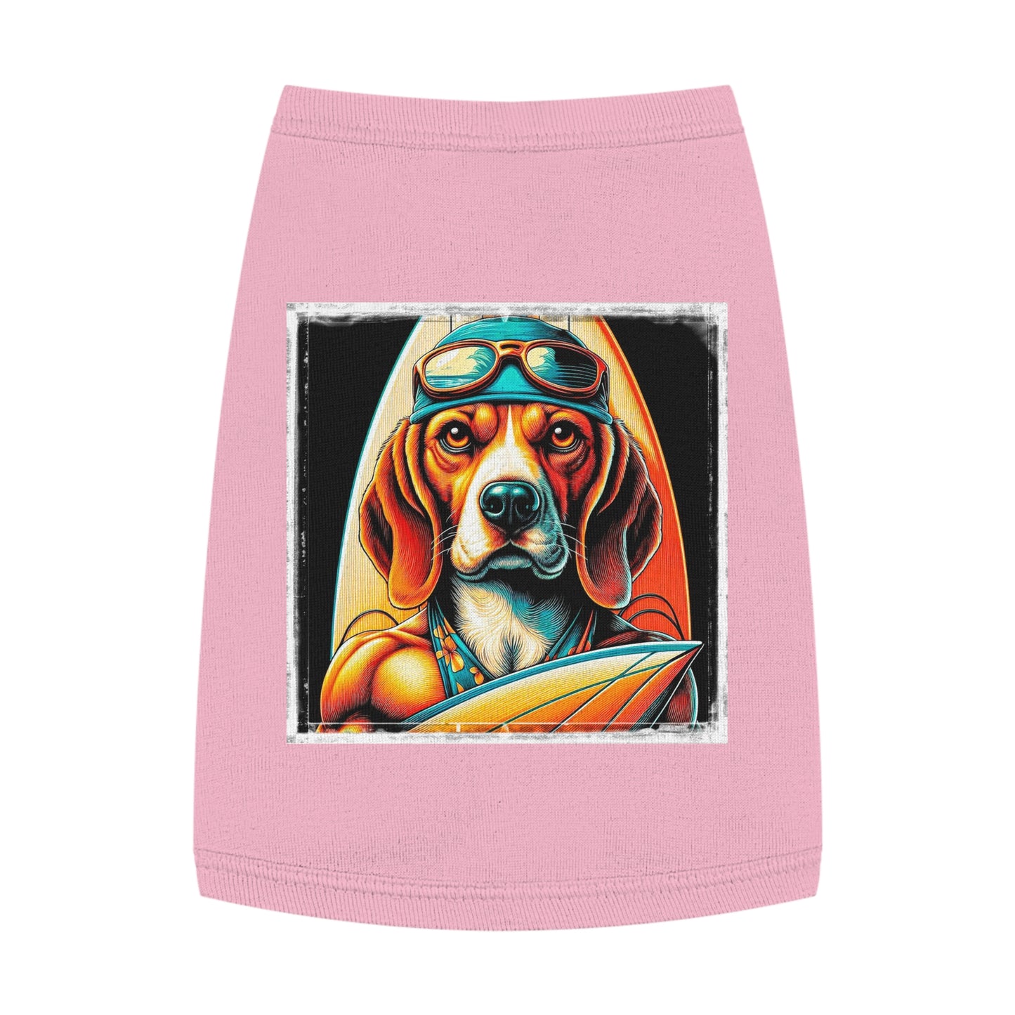Pet Tank Top Beagle Surfer Pets Printify M Pink