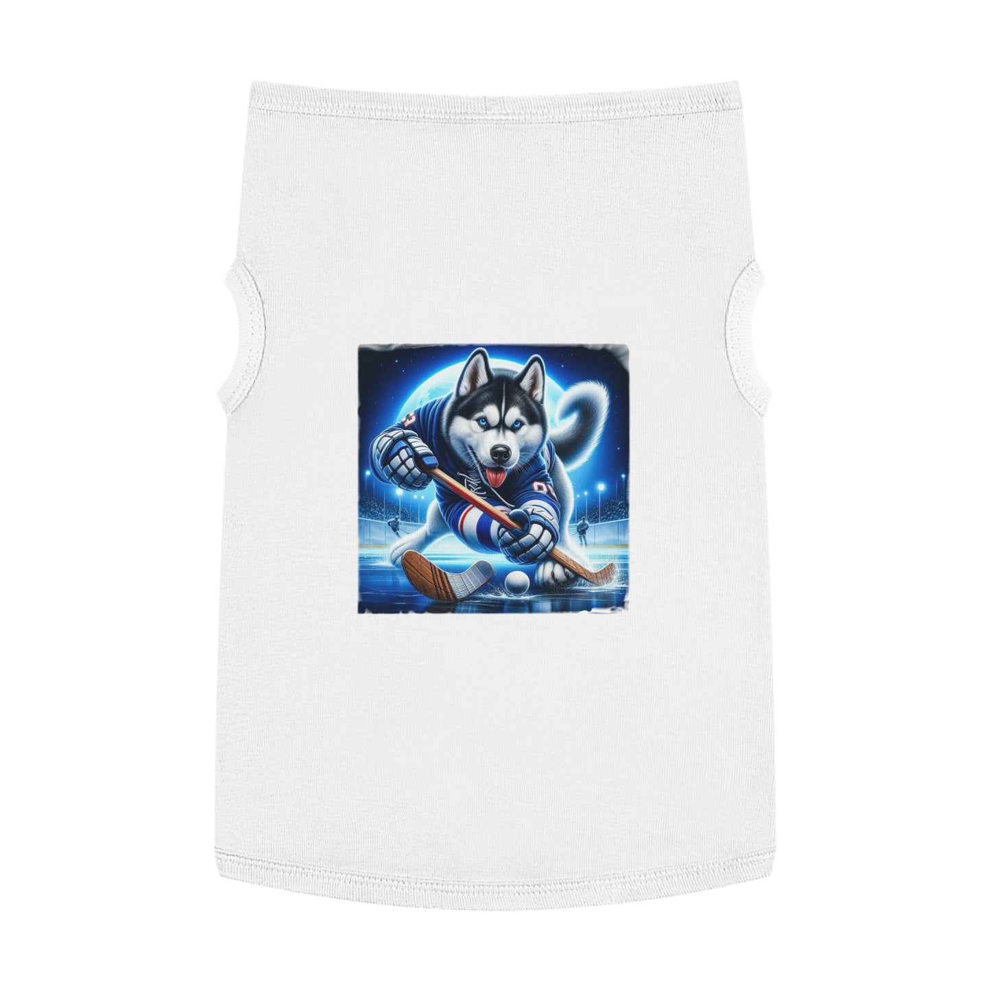 Pet Tank Top Husky hockey player Pets Printify XL White