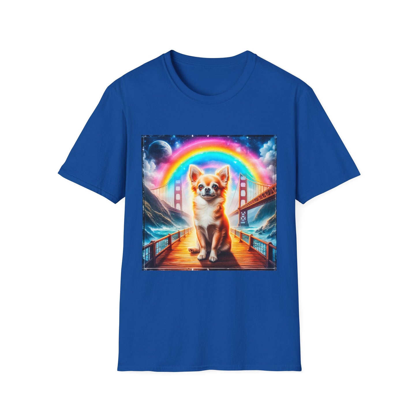 Chihuahua rainbow bridge t shirt T-Shirt Printify XS Royal