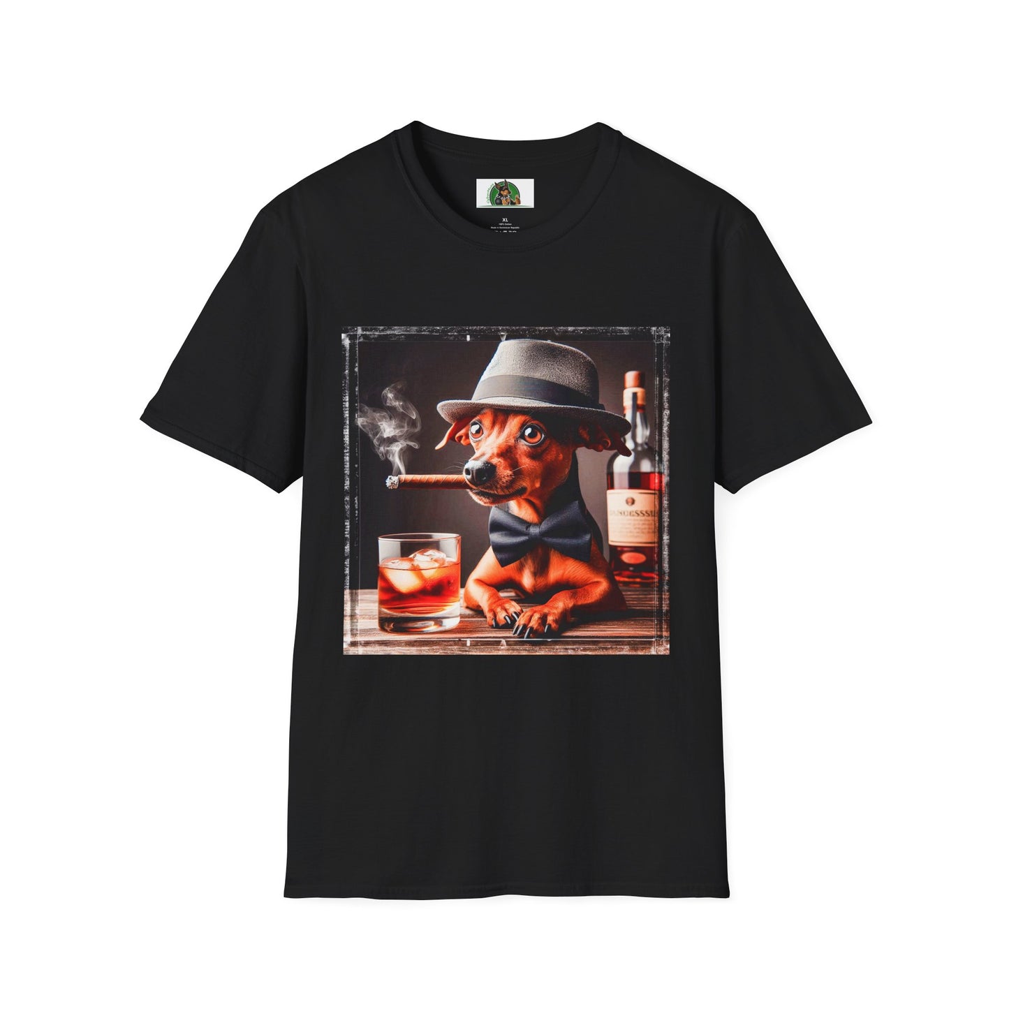 Min Pin T-Shirt cigars and whiskey T-Shirt Printify XS Black