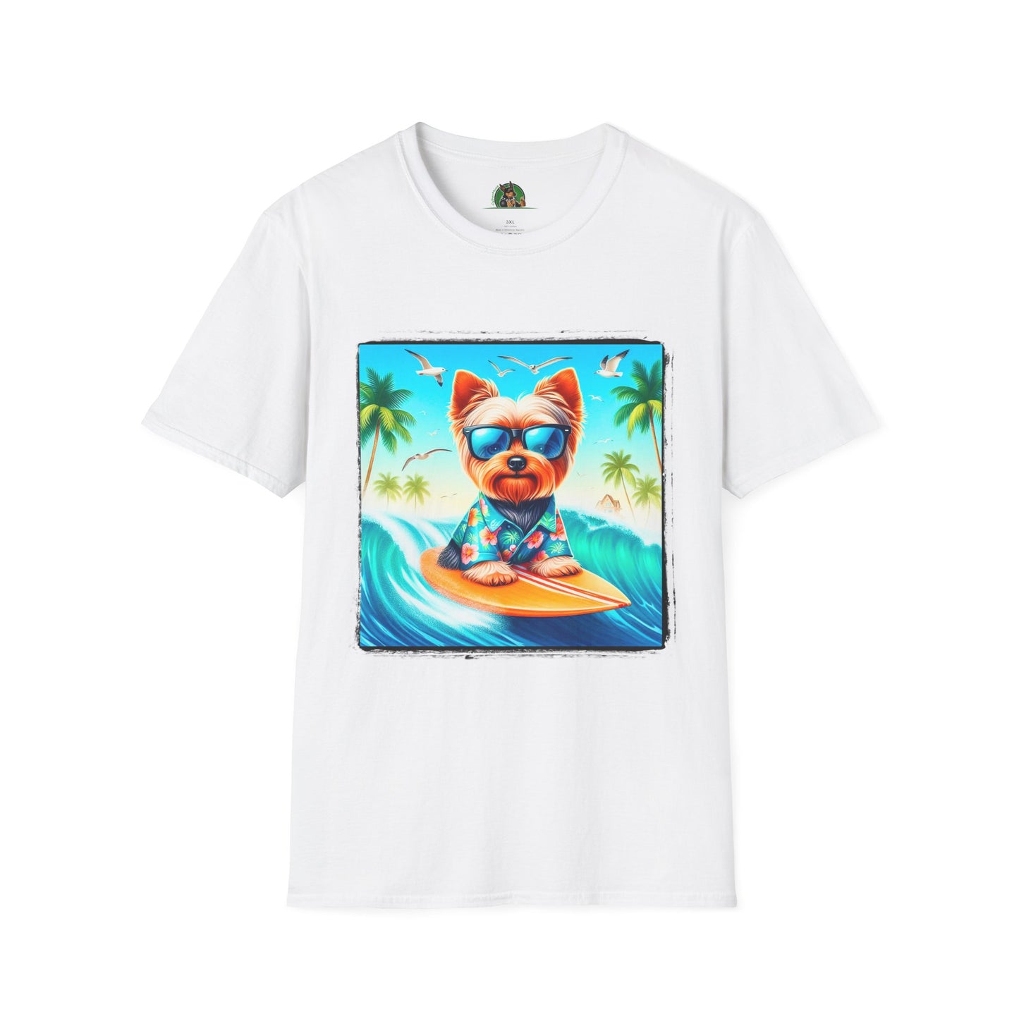 Yorkie blue waves shirt T-Shirt Printify XS White