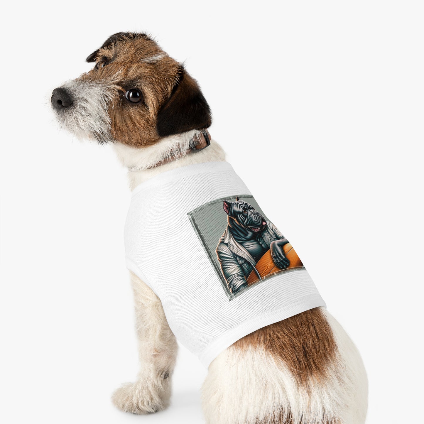 Pet Tank Top Cane Corso In Leather Jacket Surfer Pets Printify