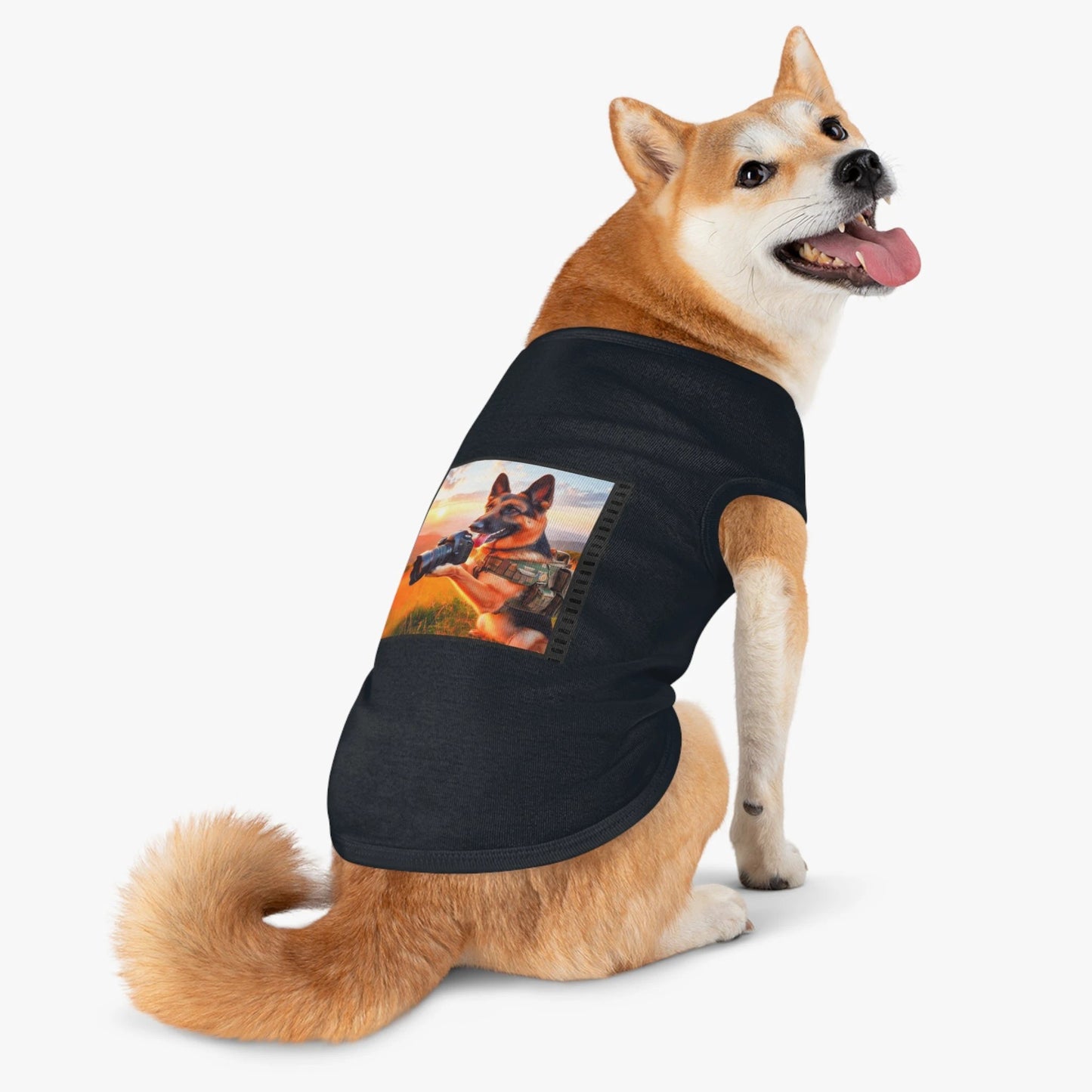 German Shepherd taking photos shirt by Printify
