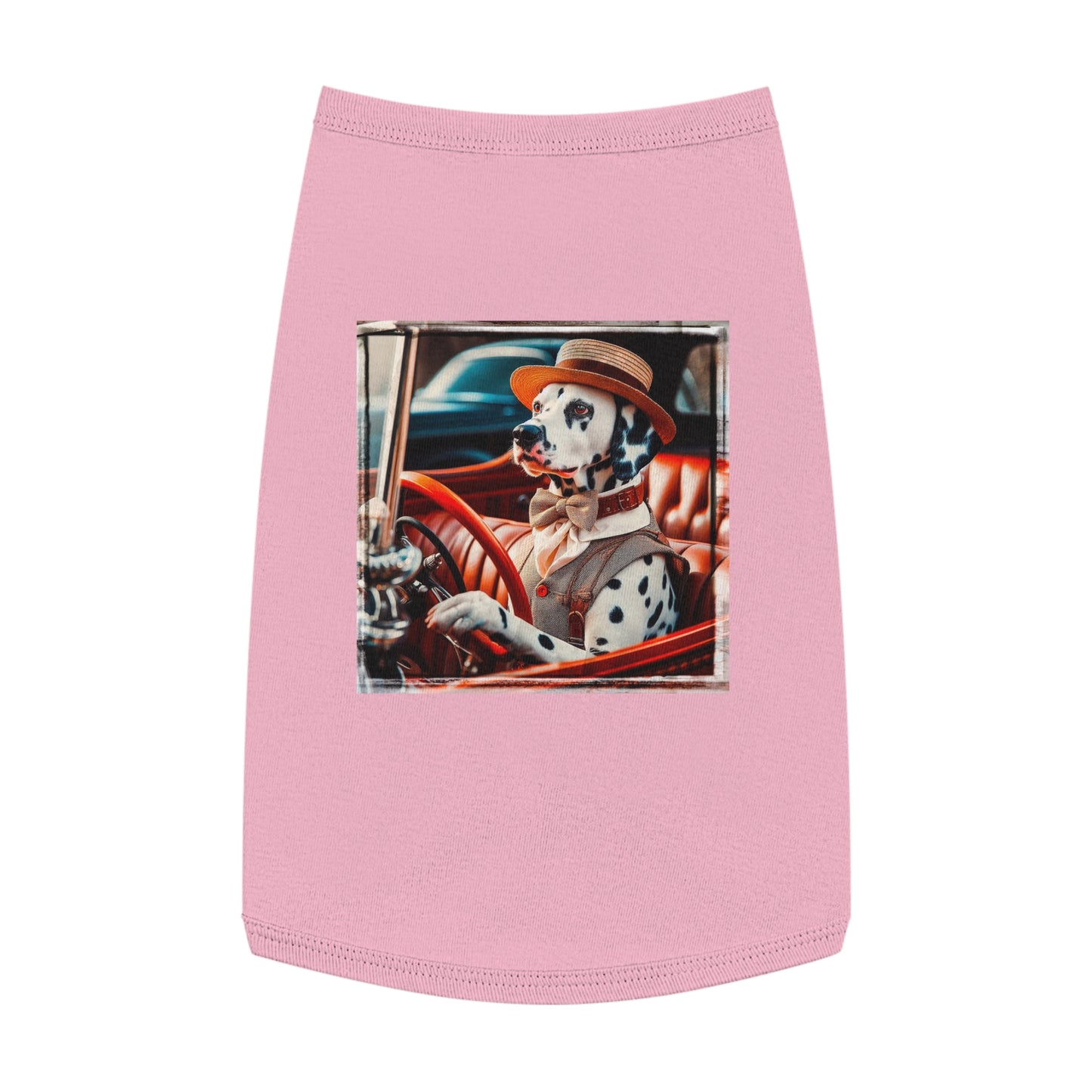 Pet Tank Top Dalmatian old time driving t shirt Pets Printify L Pink