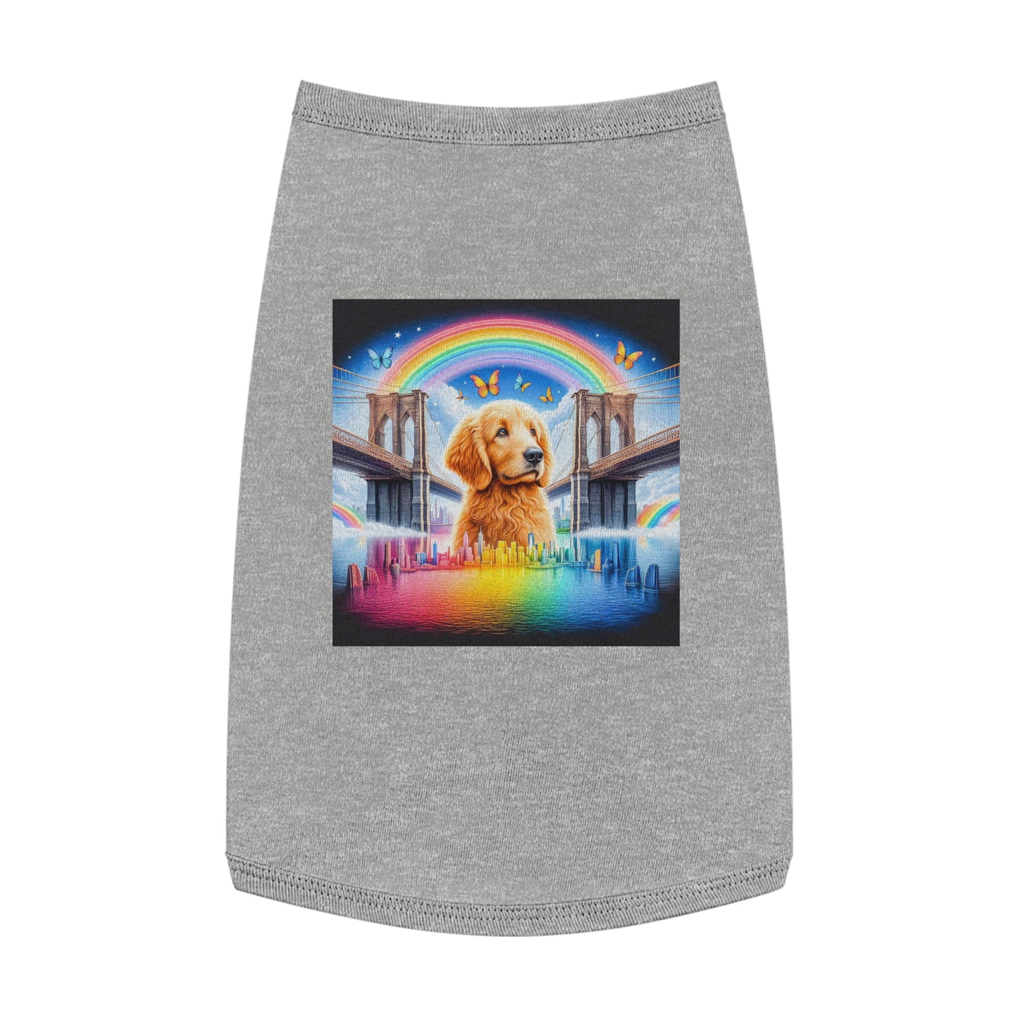 Pet Tank Golden Doodle rainbow bridge Pets Printify L Heather