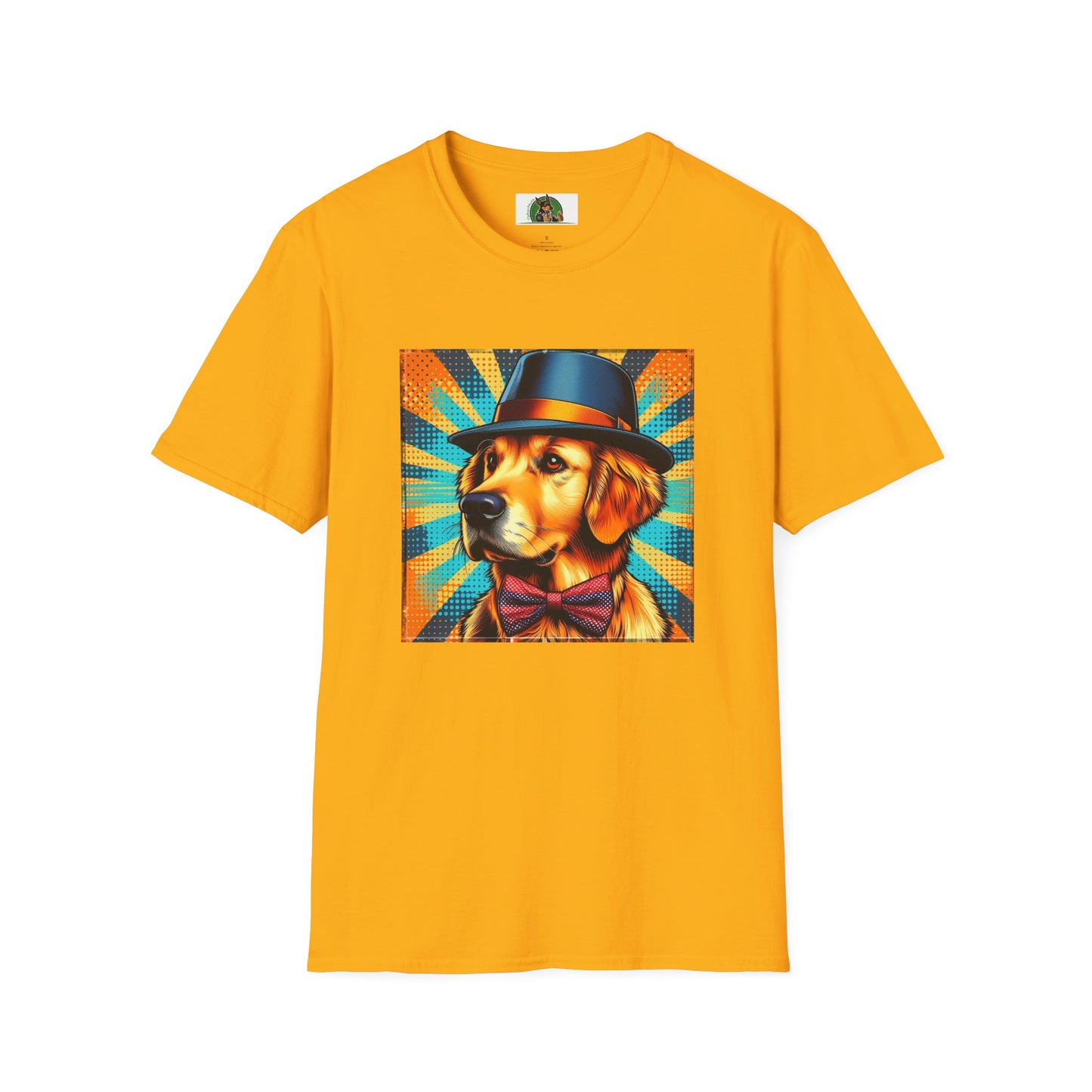Golden Retriever fun top hat shirt T-Shirt Printify S Gold