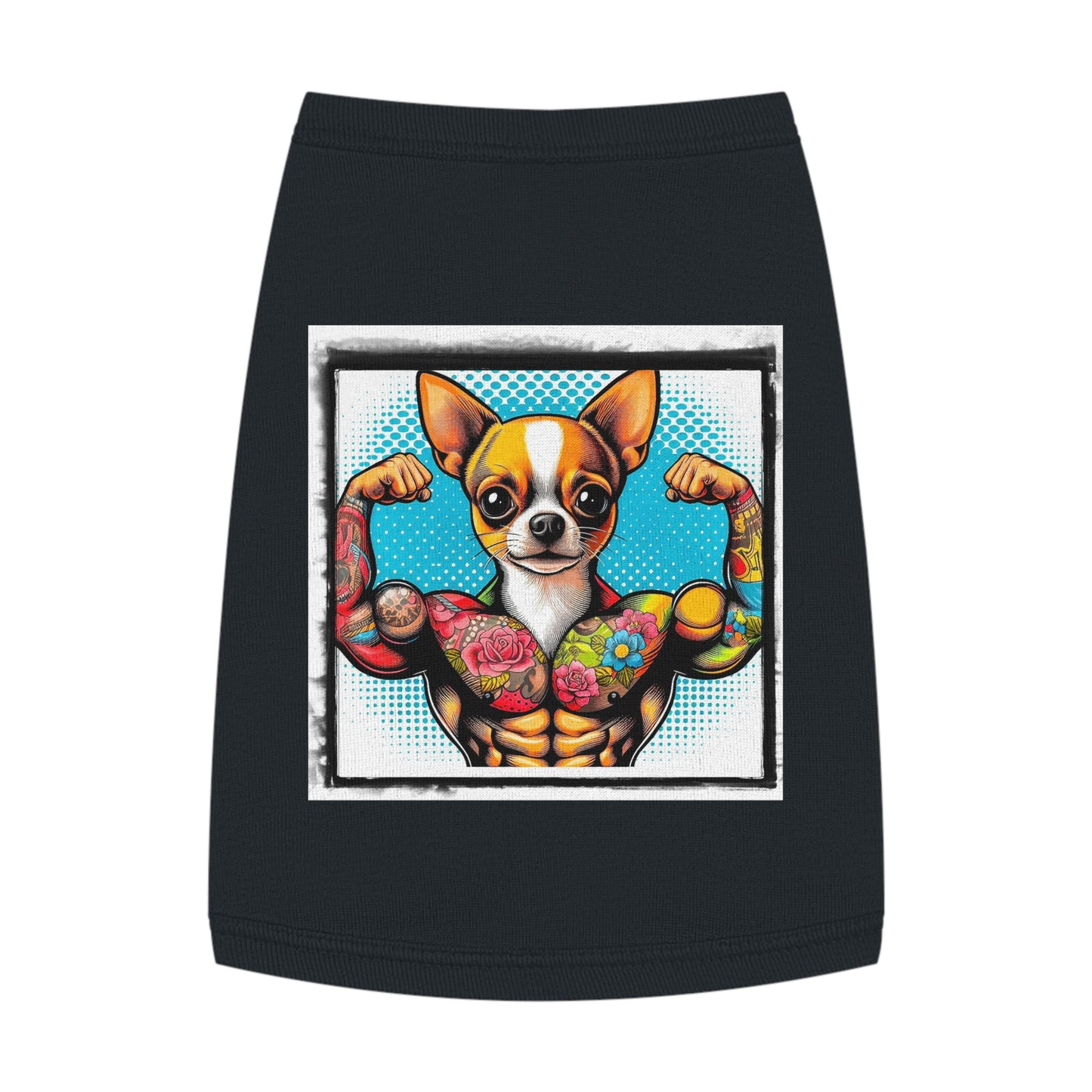 Pet Tank Top Chihuahua flexing t shirt Pets Printify M Black