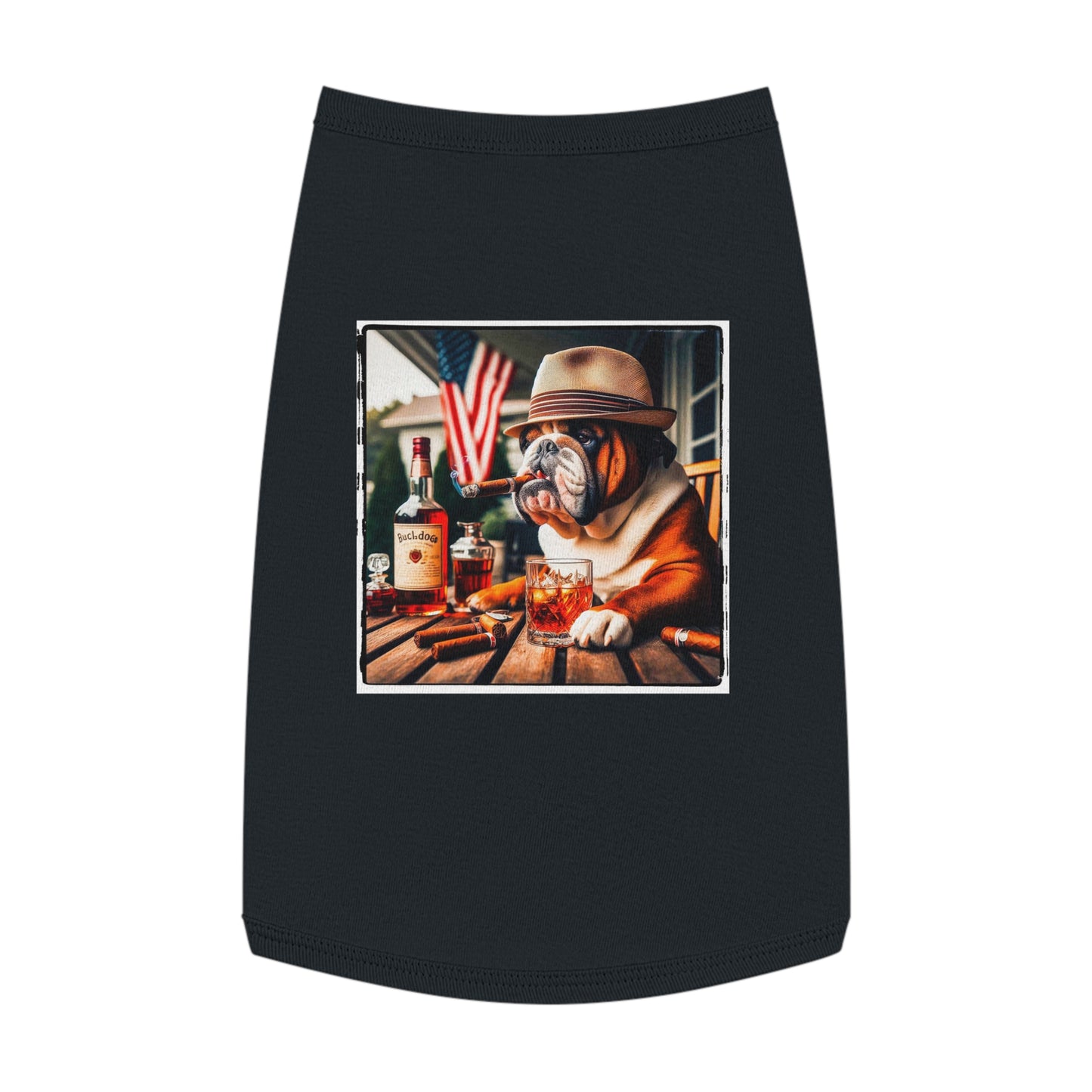 Pet Tank Top Bulldog cigar chilling t shirt Pets Printify