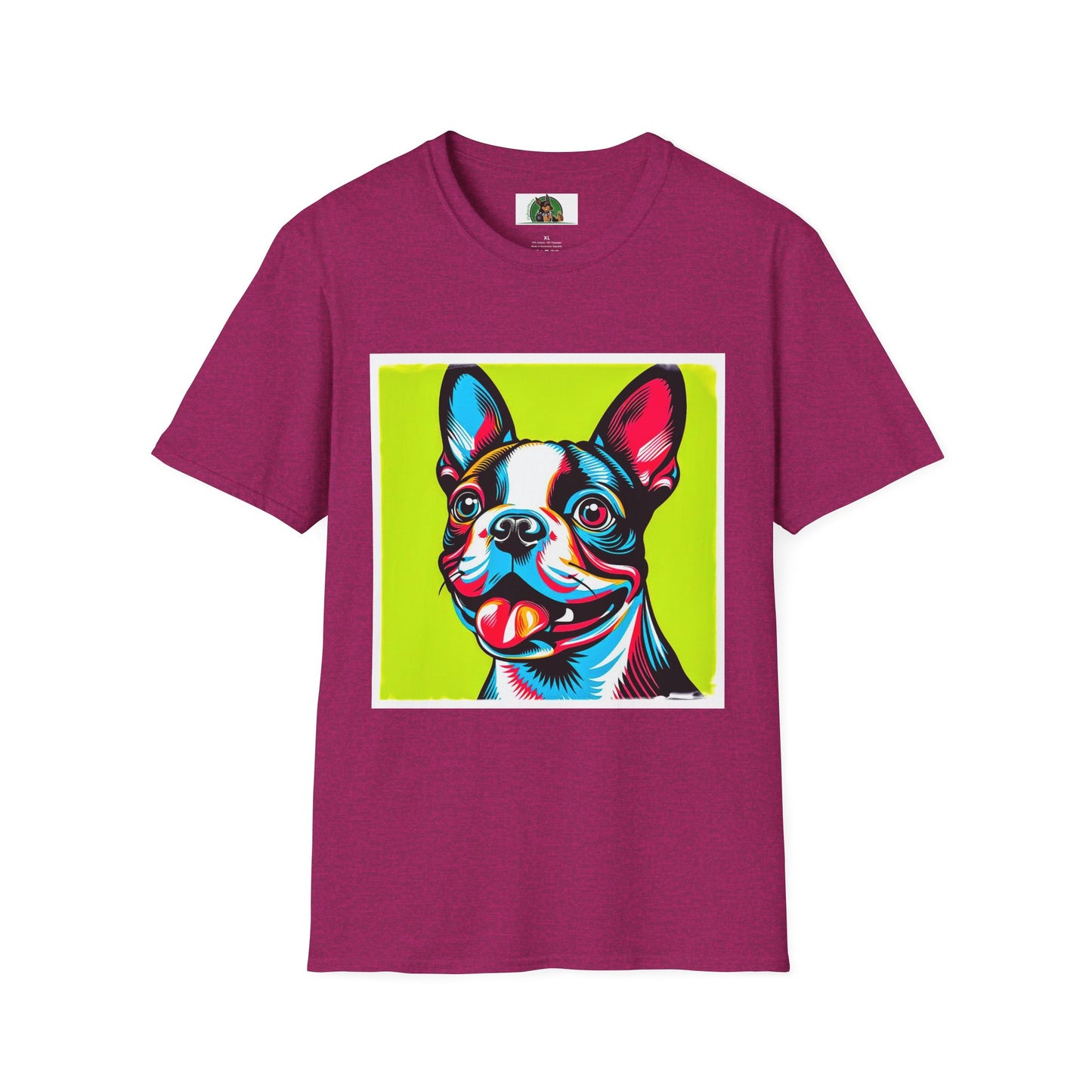 Boston Terrier Pop Art TShirt T-Shirt Printify S Antique Heliconia