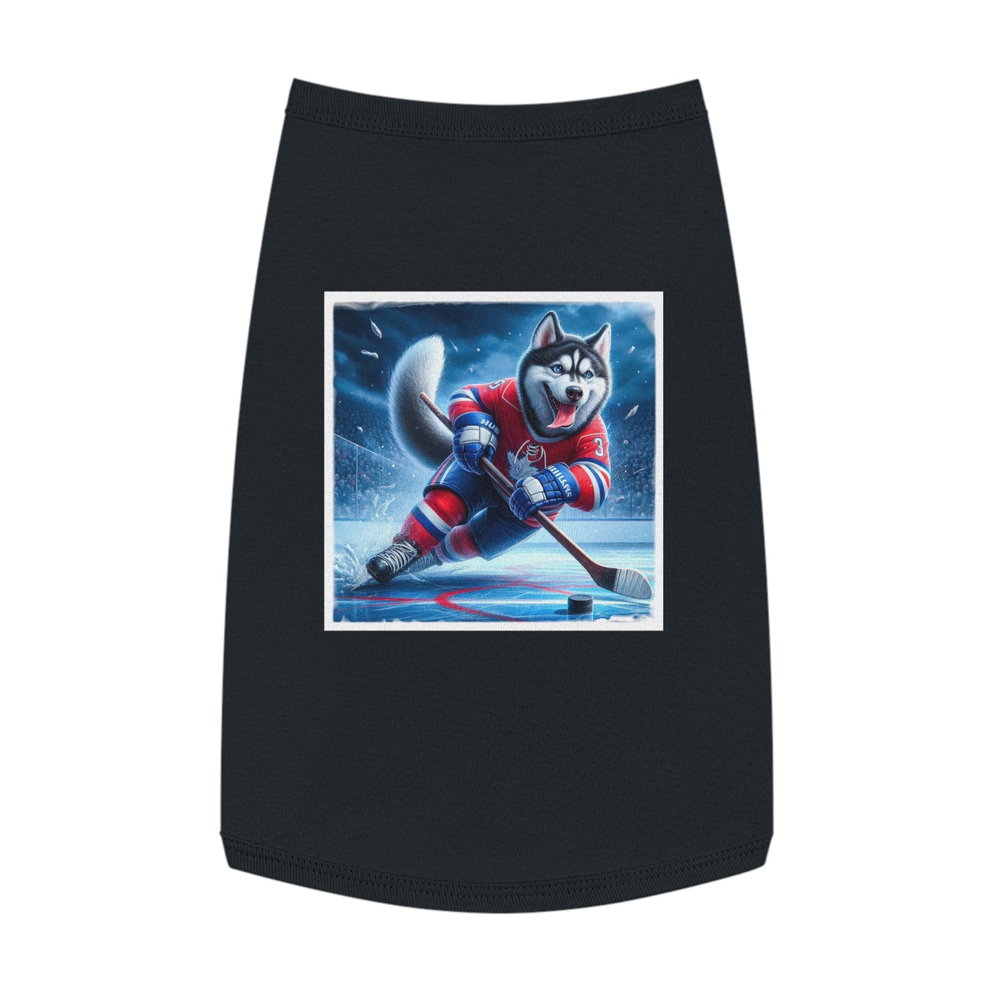 Pet Tank Top Husky hockey Pets Printify L Black