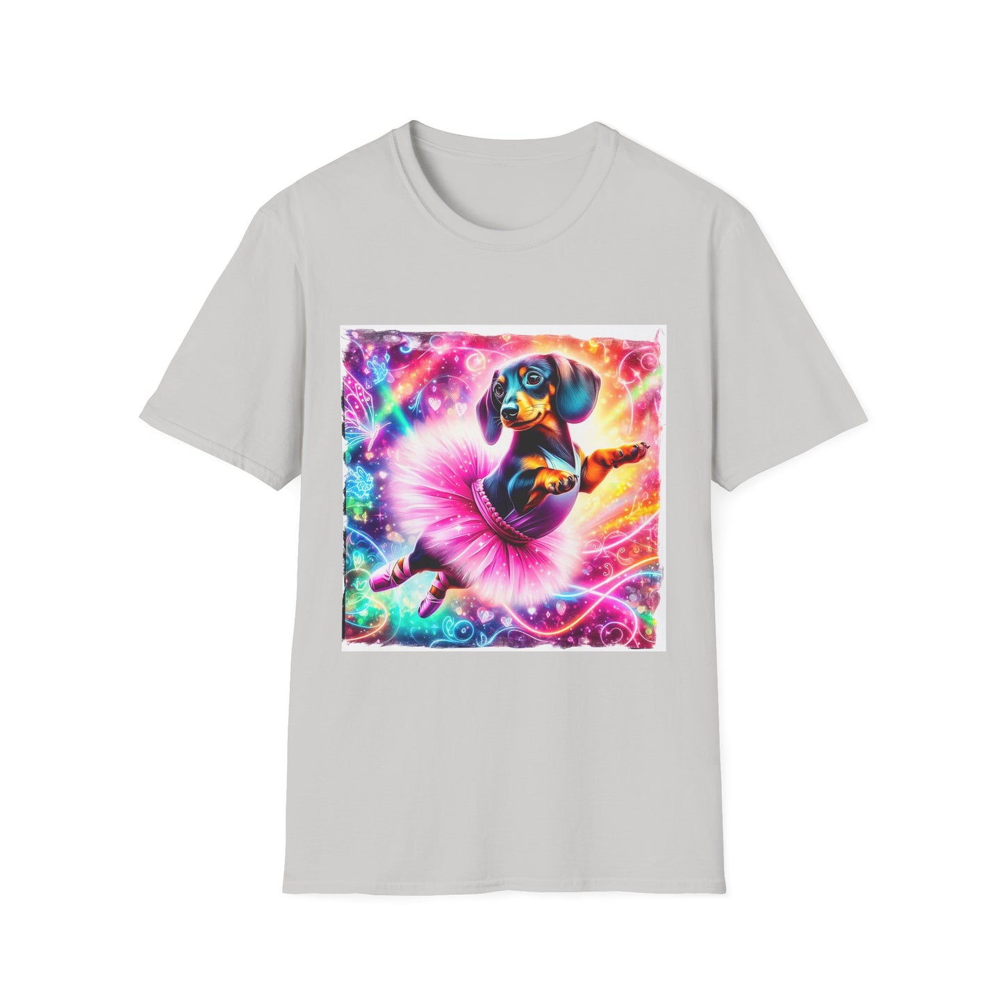 Dachshund pretty ballerina t shirt T-Shirt Printify S Ice Grey